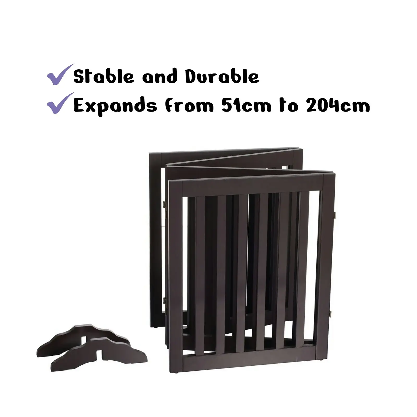 Charlie's Wooden 4 Panel Freestanding Dog Gate Brown