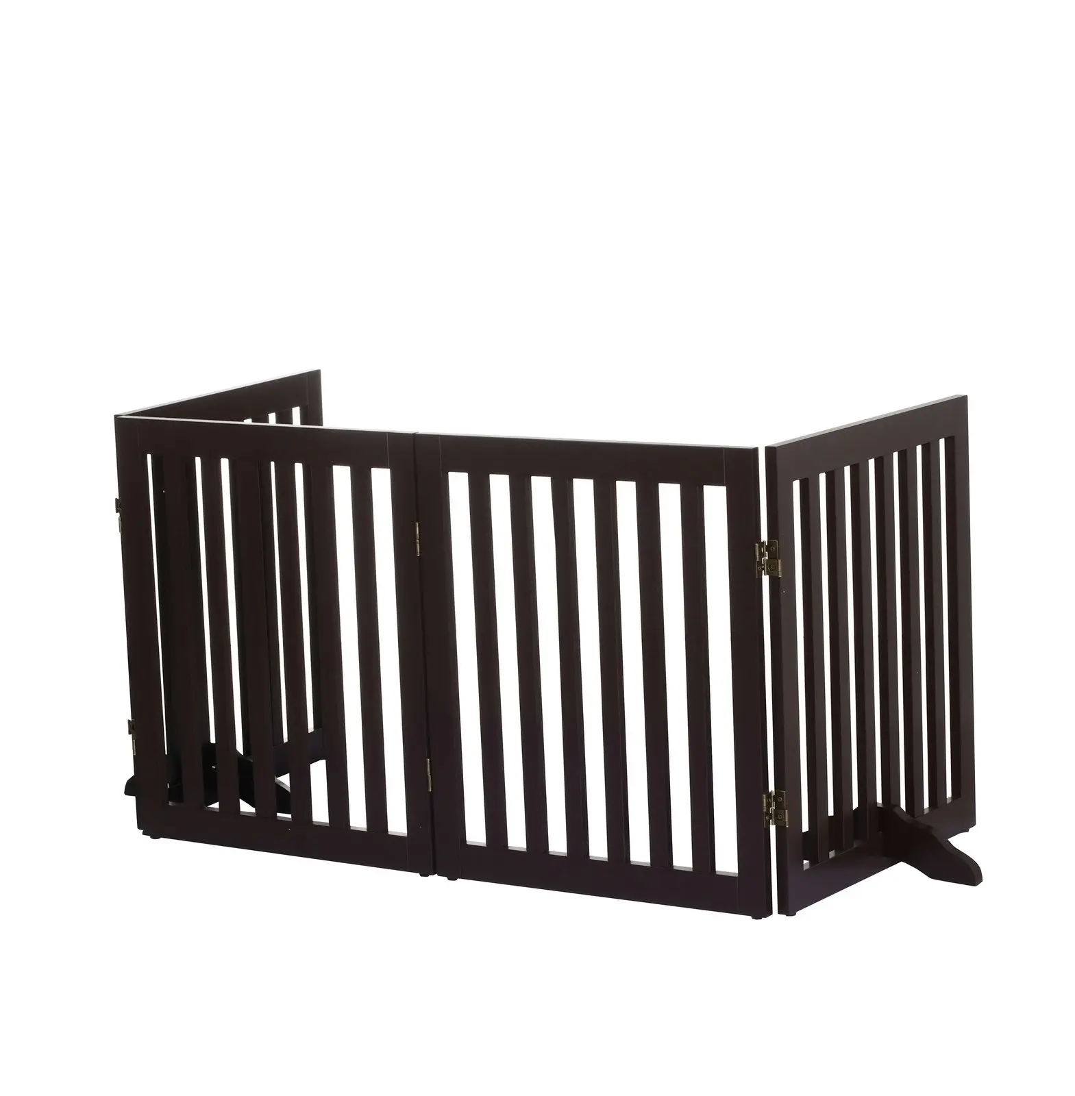 Charlie's Wooden 4 Panel Freestanding Dog Gate Brown