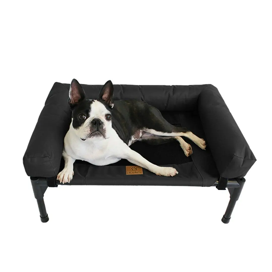 Charlie's Elevated Trampoline Bolster Sofa Dog Bed Black Medium