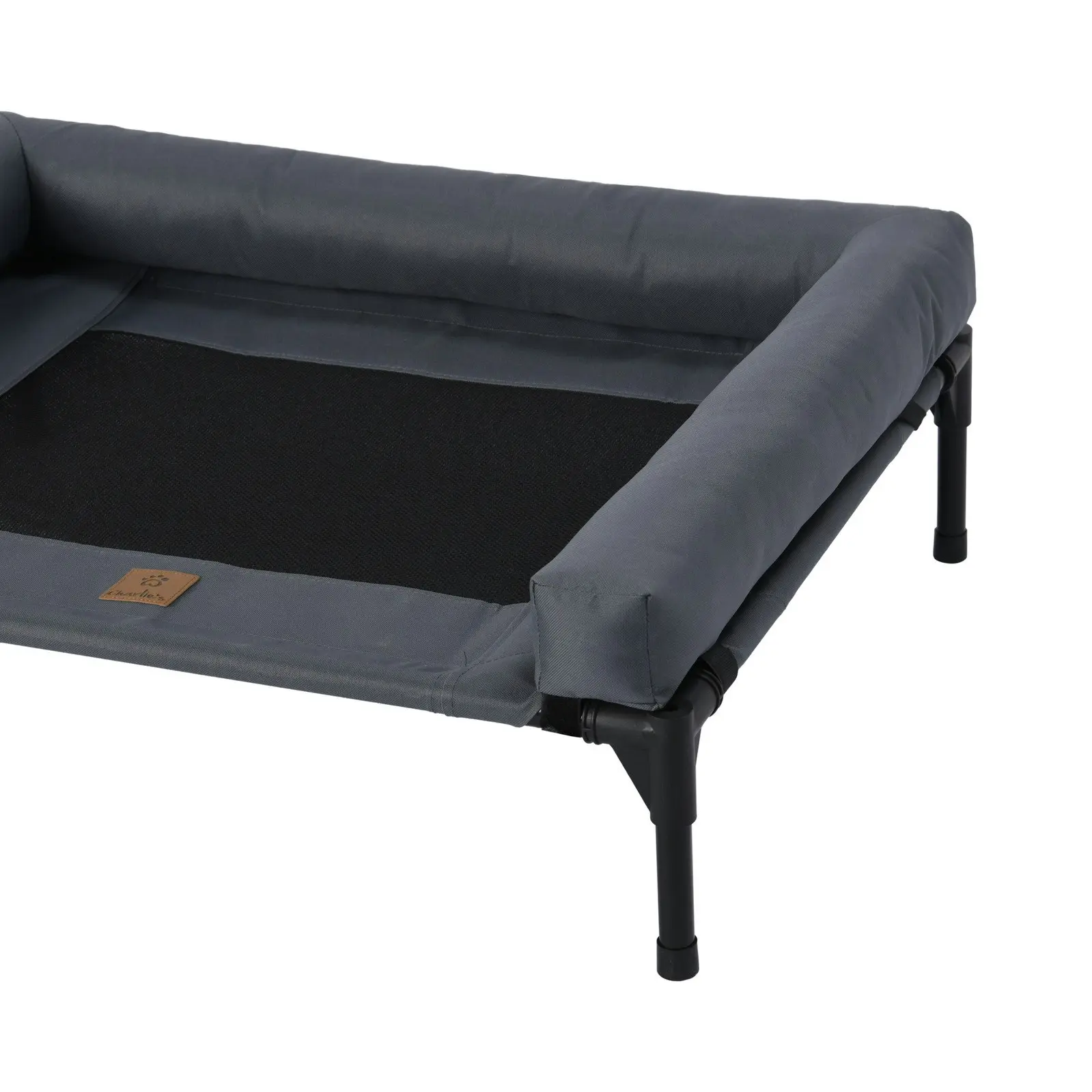 Charlie's Elevated Trampoline Bolster Sofa Dog Bed Grey Medium