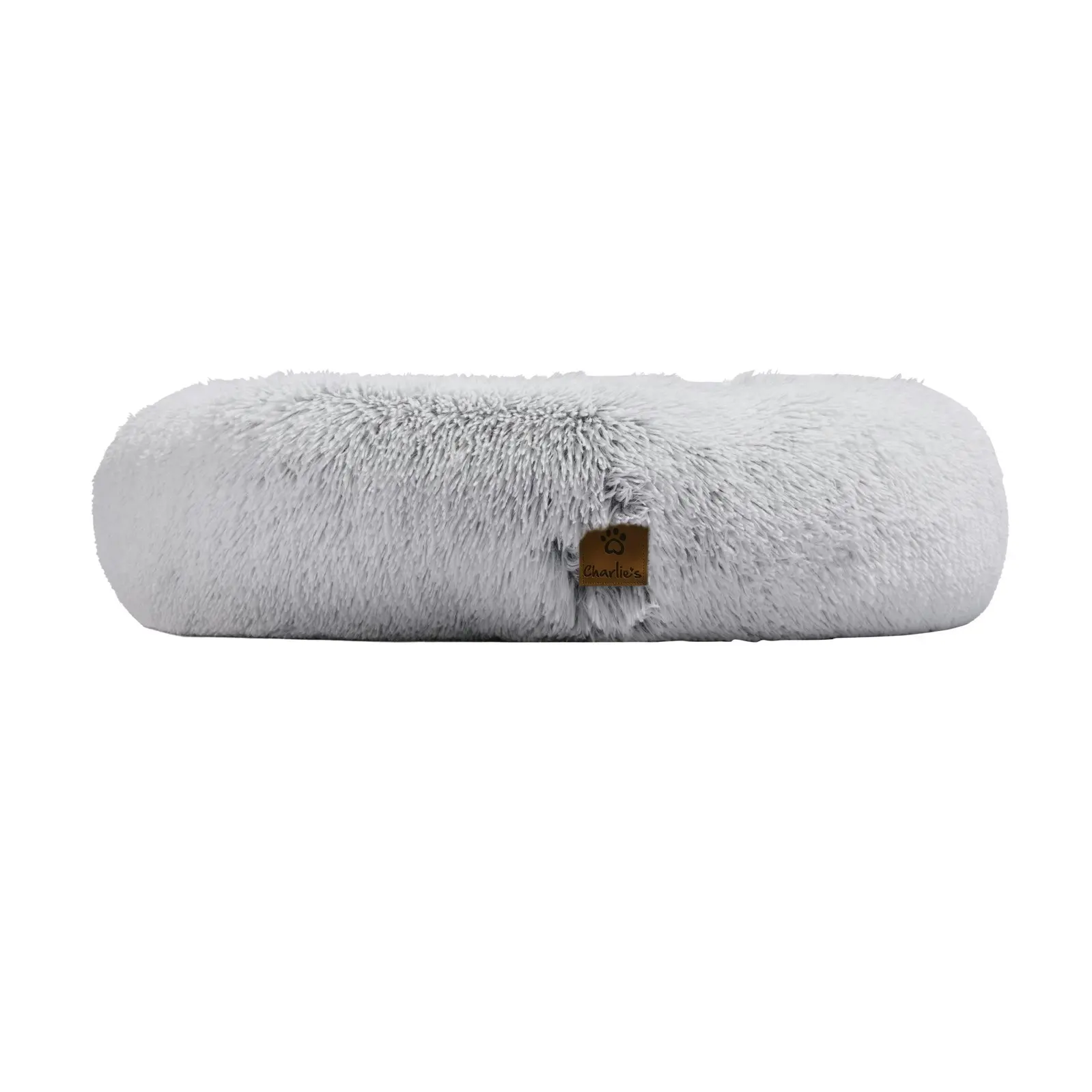 Charlie's Shaggy Faux Fur Donut Calming Pet Nest Bed Artic White Chinchilla Large