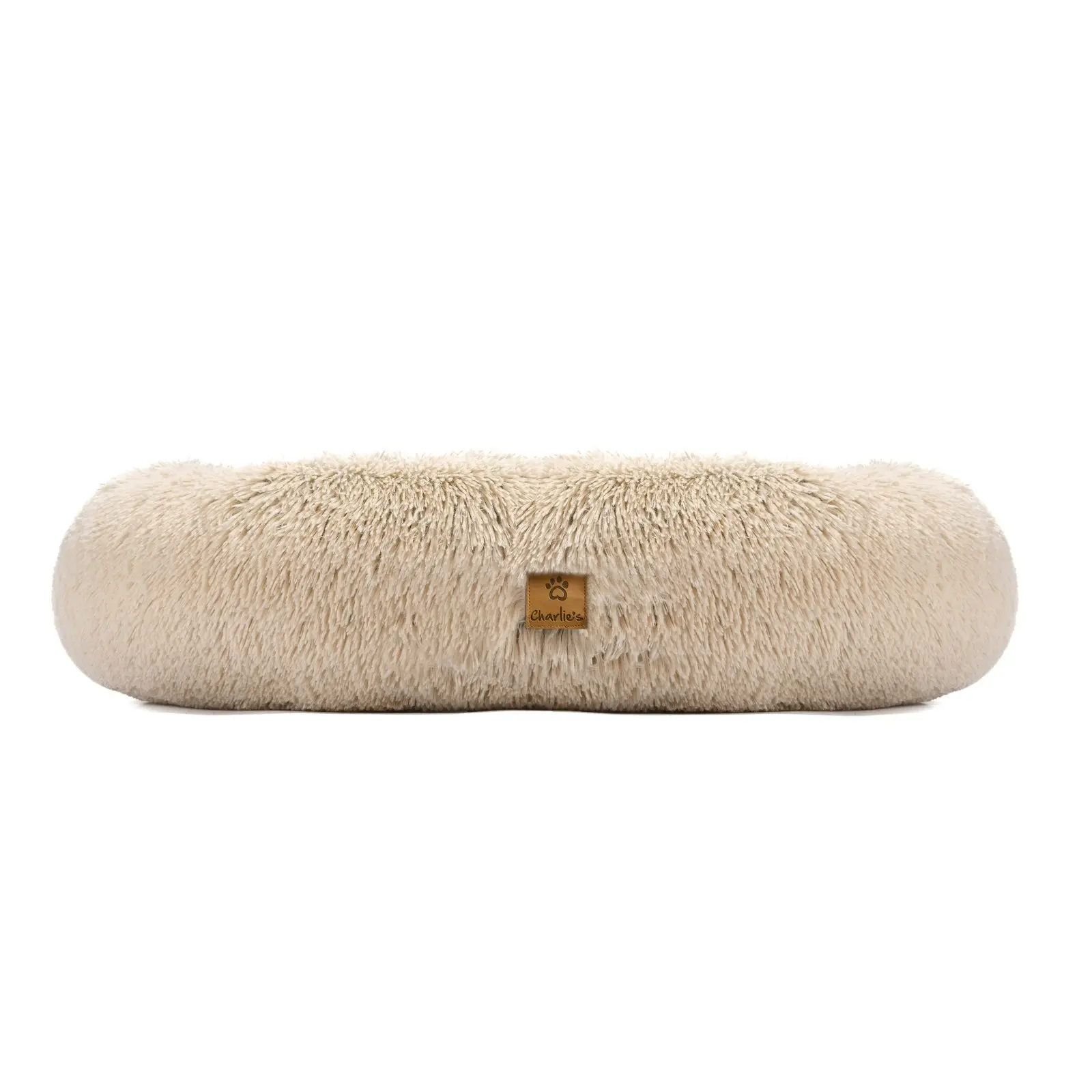 Charlie's Shaggy Faux Fur Donut Calming Pet Nest Bed Cream Chinchilla Large