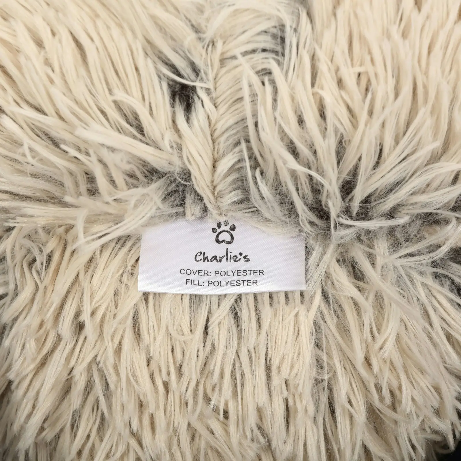 Charlie's Shaggy Faux Fur Donut Calming Pet Nest Bed Cream Chinchilla Large