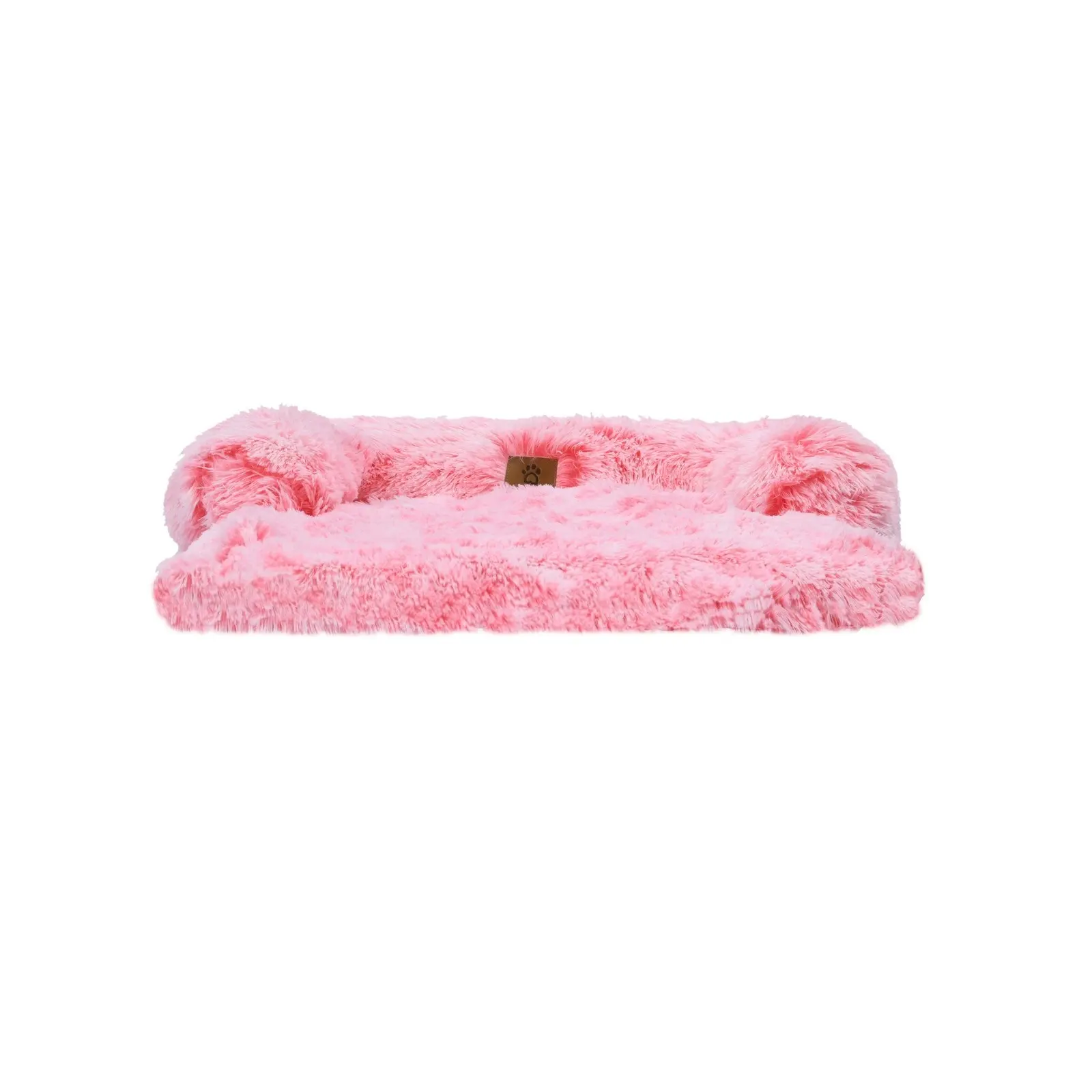 Charlie's Shaggy Faux Fur Bolster Sofa Protector Calming Dog Bed Ombre Pink Small