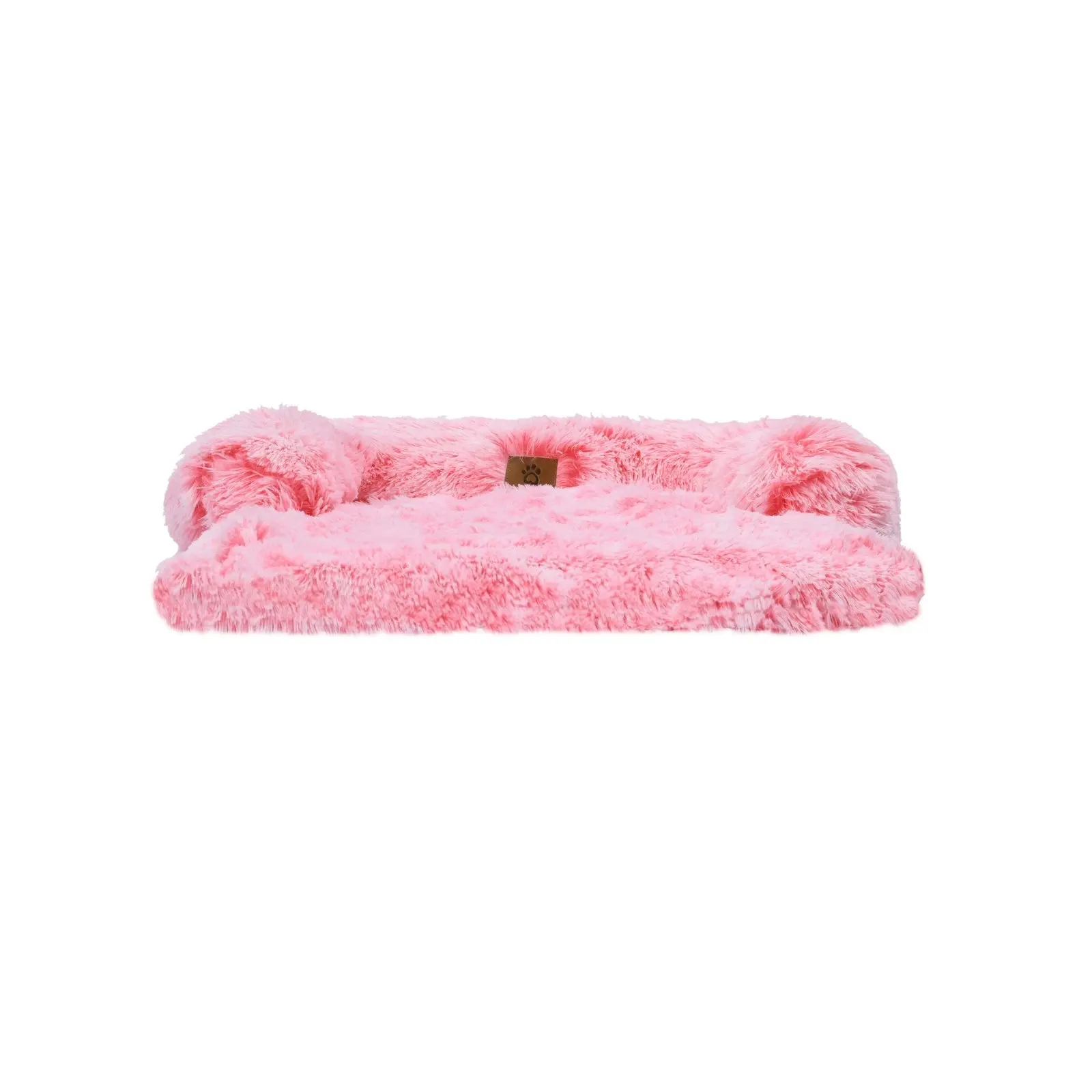 Charlie's Shaggy Faux Fur Bolster Sofa Protector Calming Dog Bed Ombre Pink Small