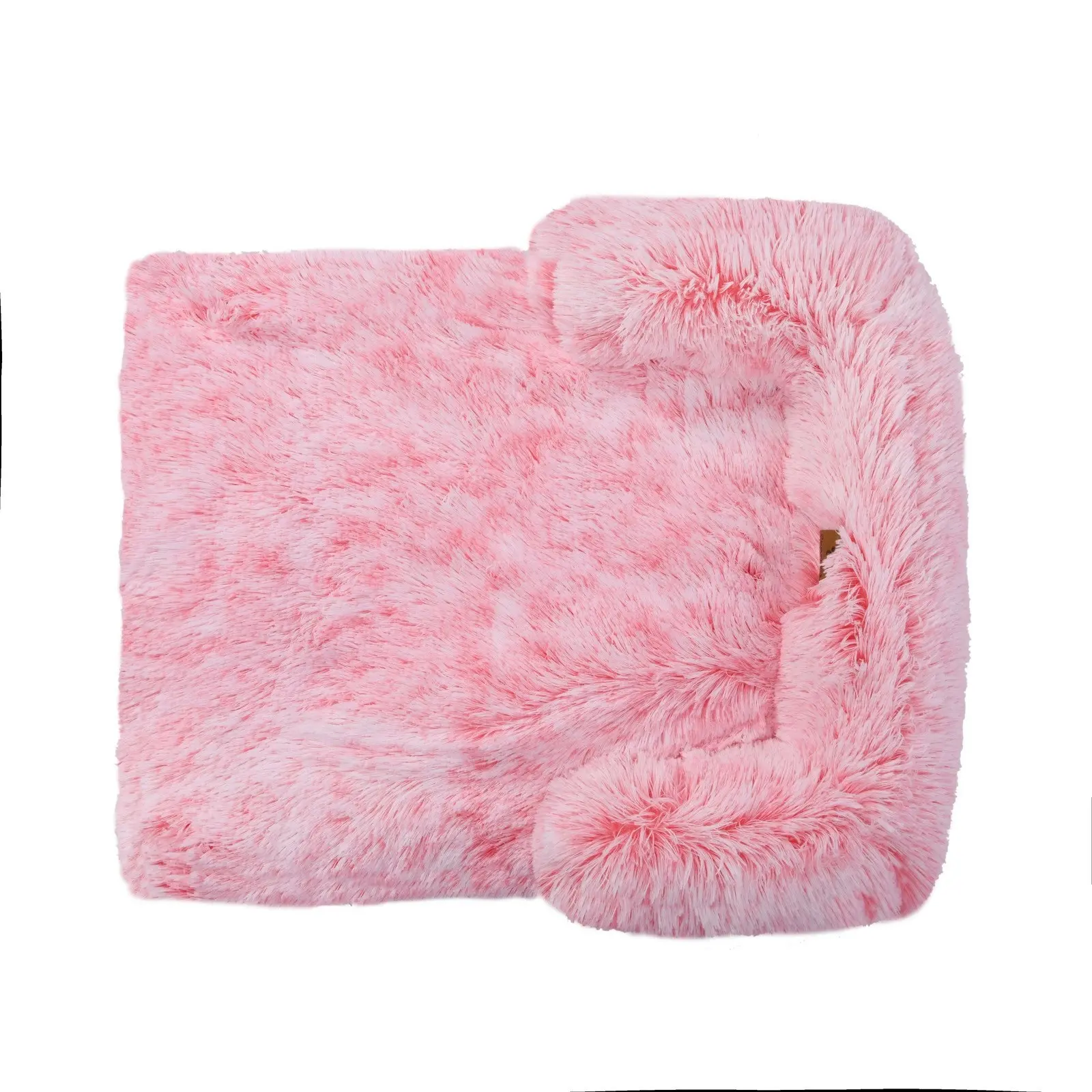 Charlie's Shaggy Faux Fur Bolster Sofa Protector Calming Dog Bed Ombre Pink Small