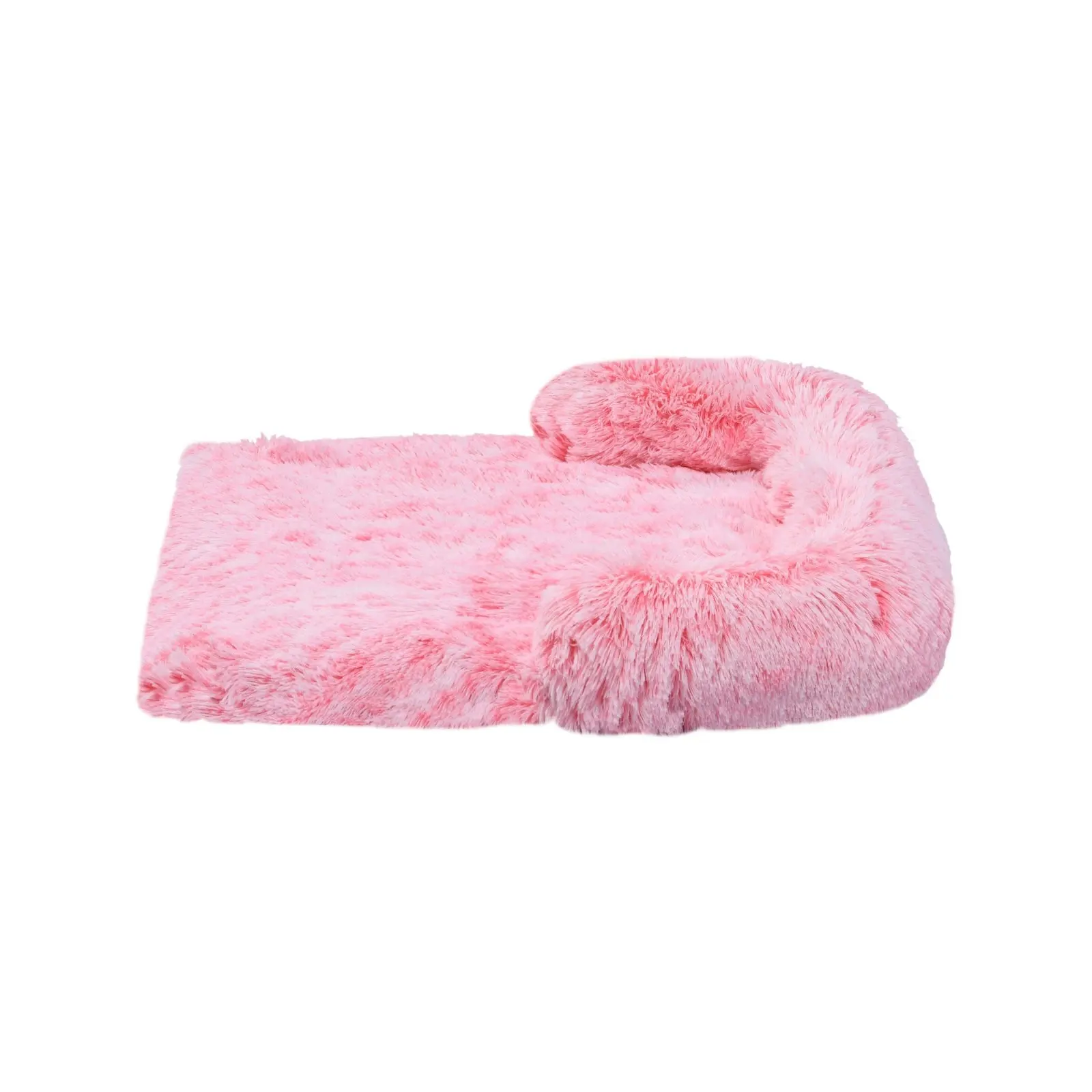 Charlie's Shaggy Faux Fur Bolster Sofa Protector Calming Dog Bed Ombre Pink Small