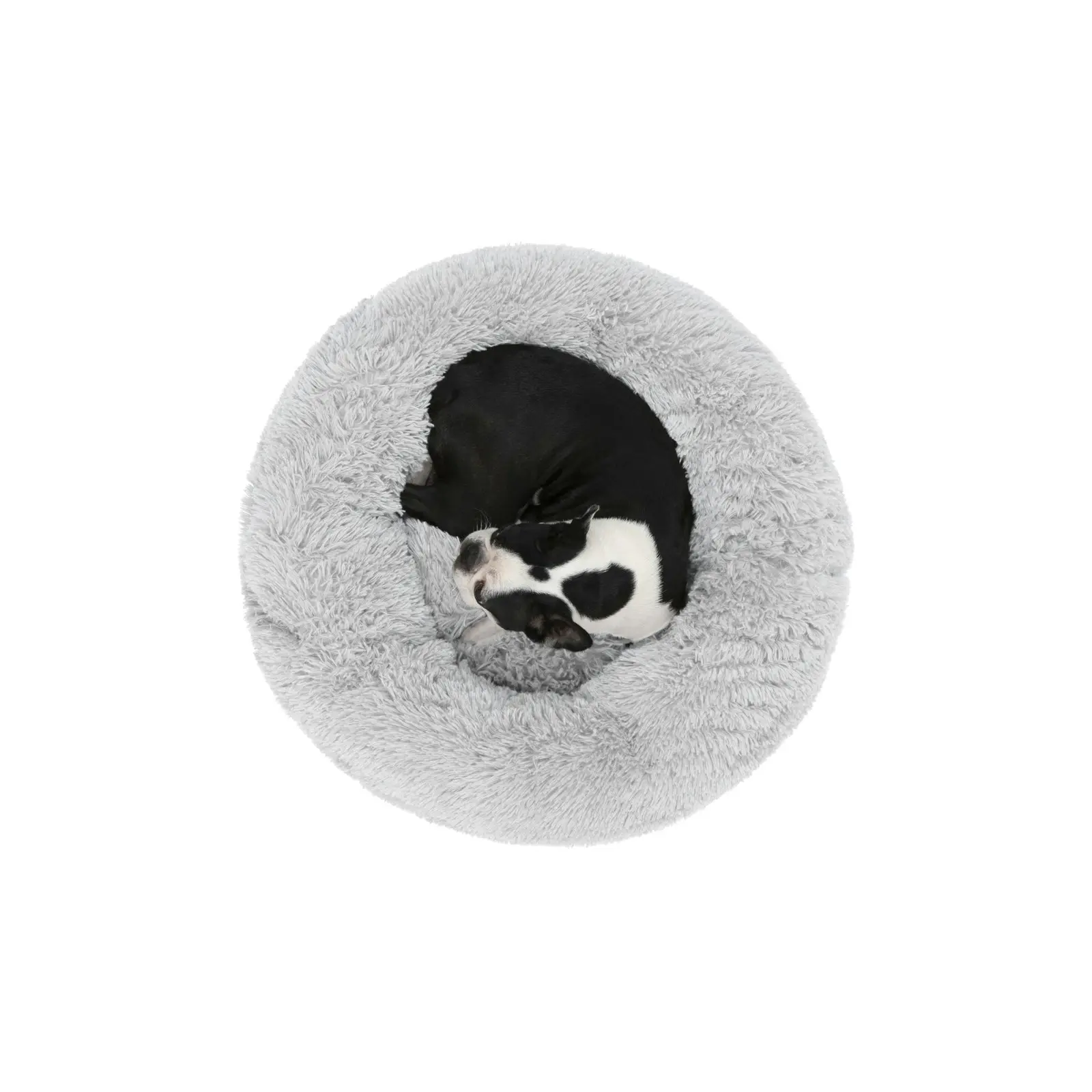 Charlie's Shaggy Faux Fur Donut Calming Pet Nest Bed Artic White Chinchilla Medium