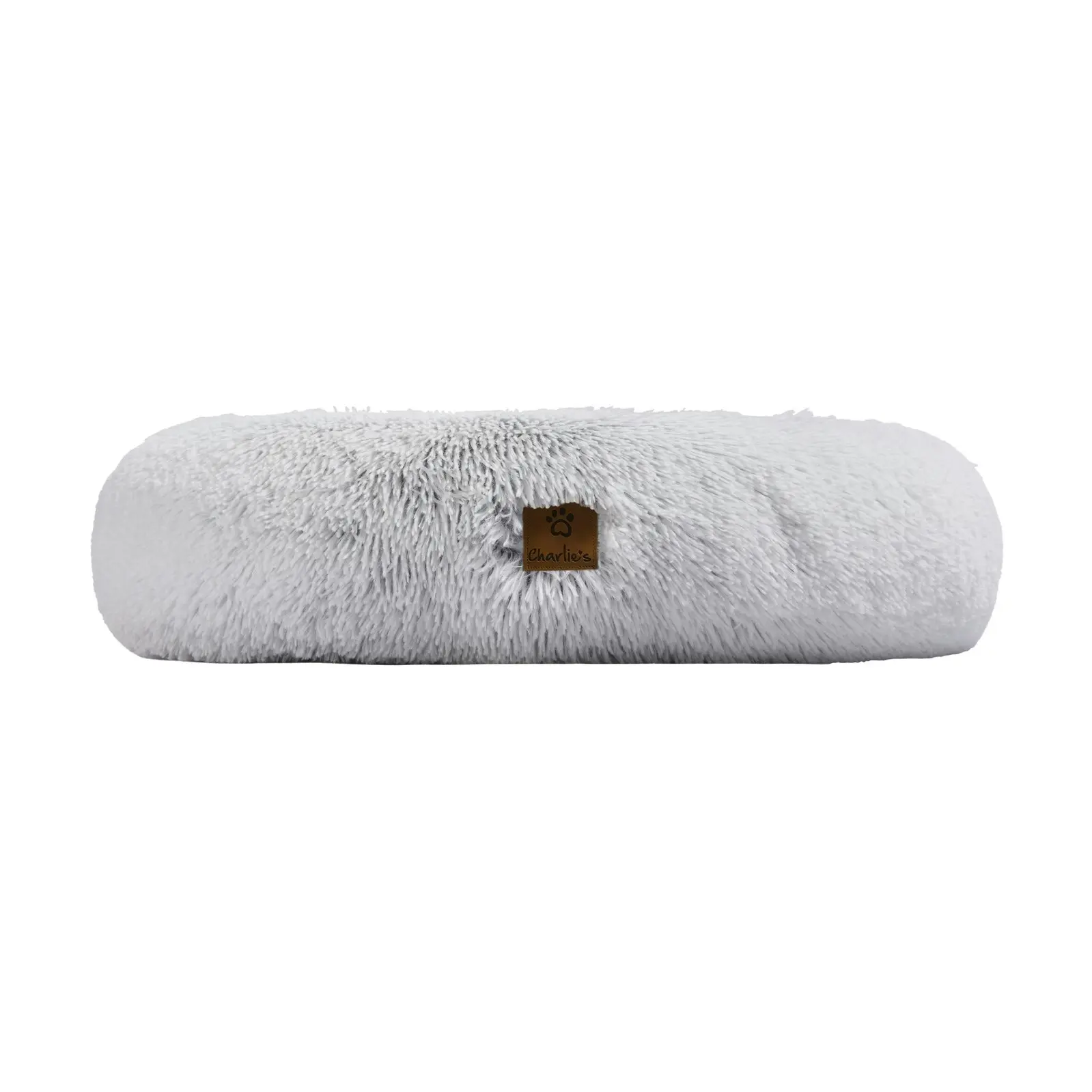 Charlie's Shaggy Faux Fur Donut Calming Pet Nest Bed Artic White Chinchilla Medium