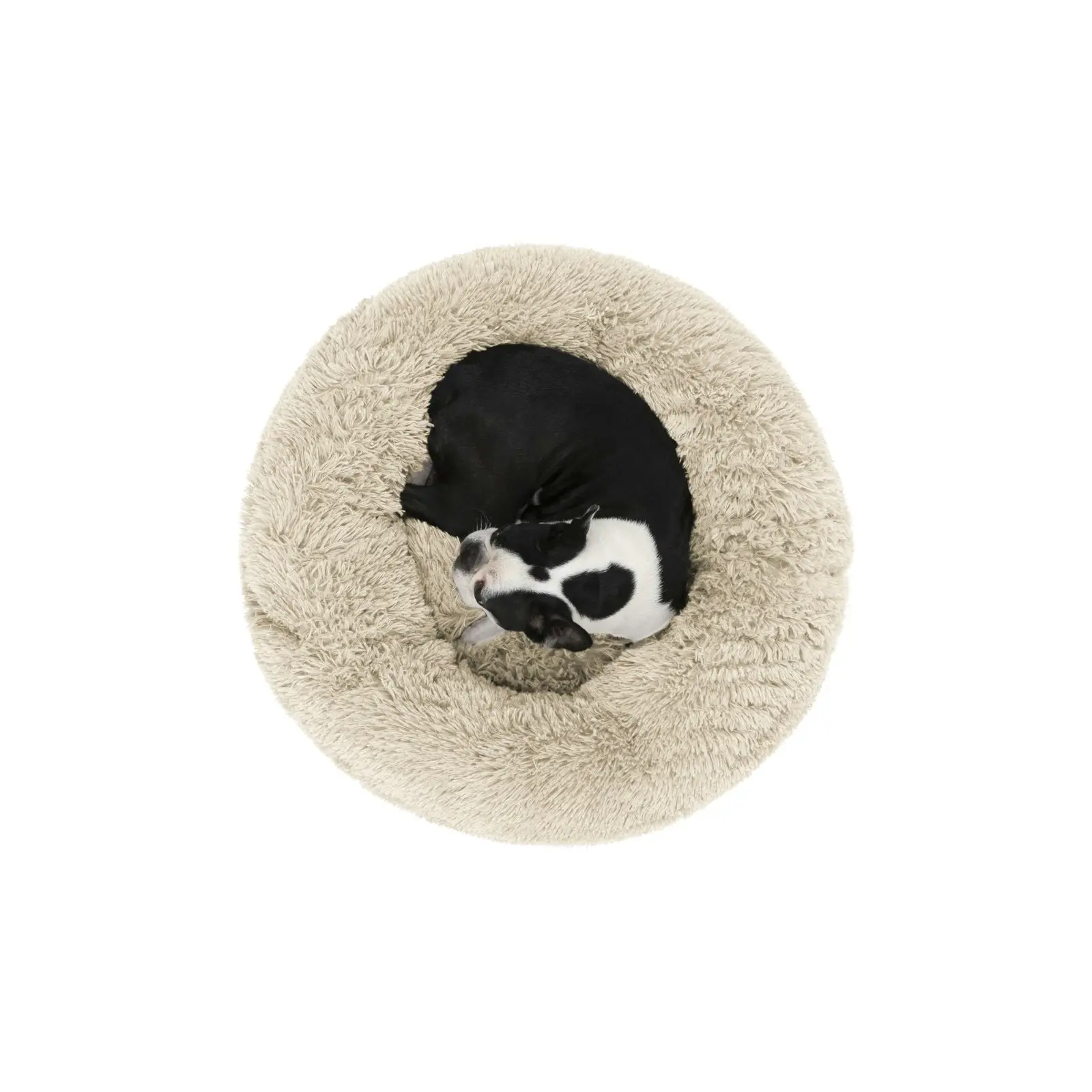 Charlie's Shaggy Faux Fur Donut Calming Pet Nest Bed Cream Chinchilla Medium