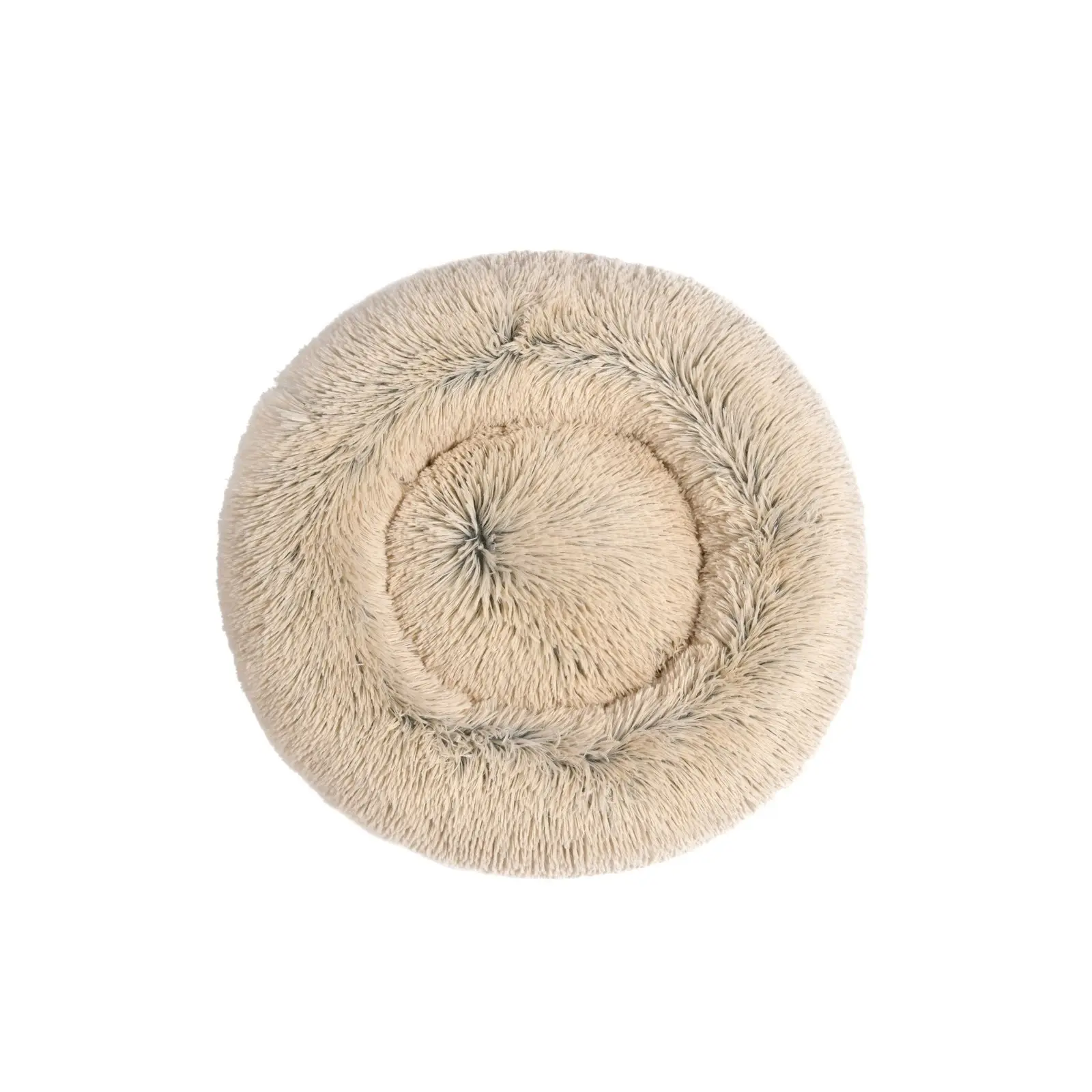 Charlie's Shaggy Faux Fur Donut Calming Pet Nest Bed Cream Chinchilla Medium