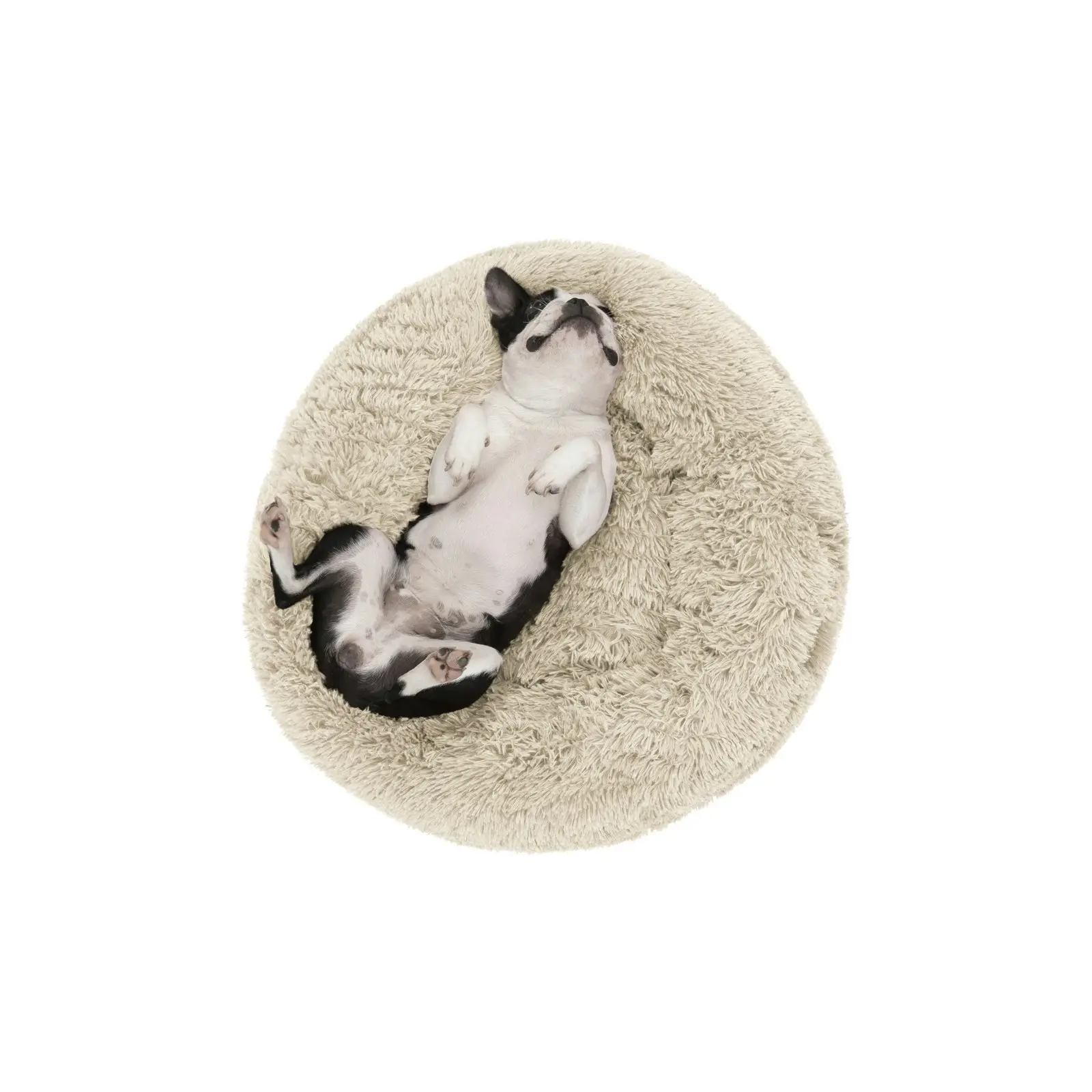 Charlie's Shaggy Faux Fur Donut Calming Pet Nest Bed Cream Chinchilla Medium