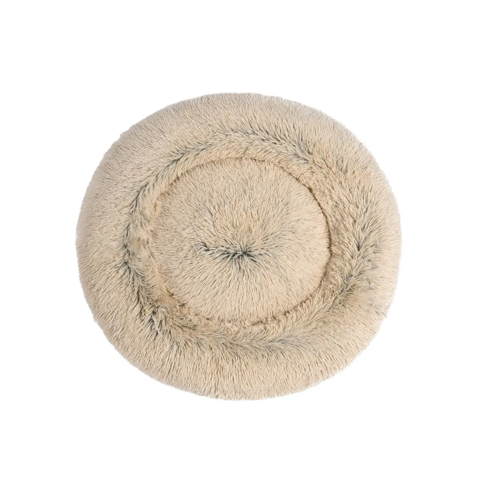 Charlie's Shaggy Faux Fur Donut Calming Pet Nest Bed Cream Chinchilla Medium