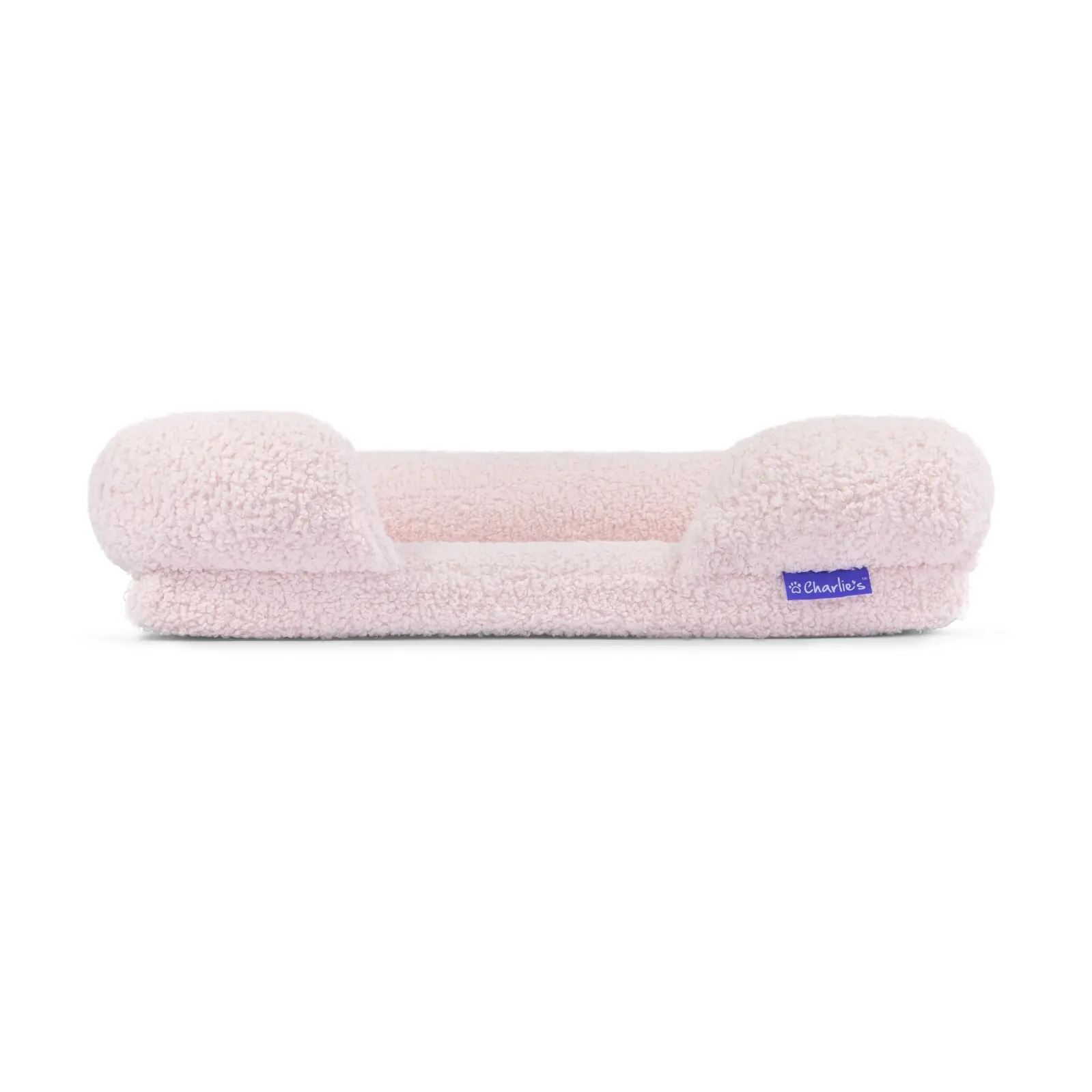 Charlie's Teddy Fleece Orthopedic Memory Foam Sofa Dog Bed with Bolster Pink Small