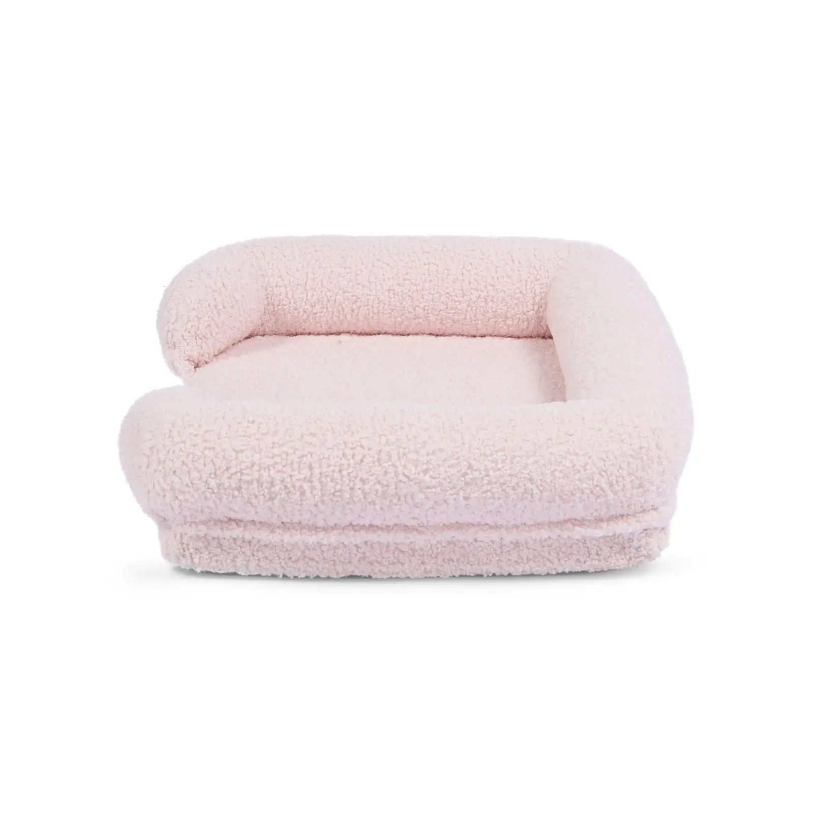 Charlie's Teddy Fleece Orthopedic Memory Foam Sofa Dog Bed with Bolster Pink Small