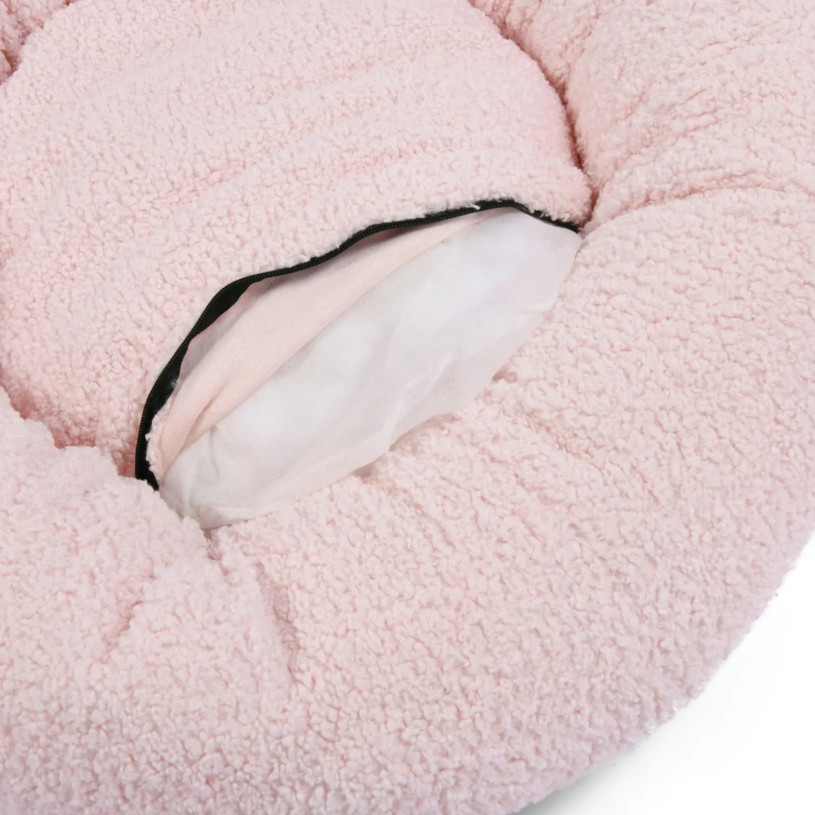 Charlie's Teddy Fleece Round Calming Dog Bed Pink Medium