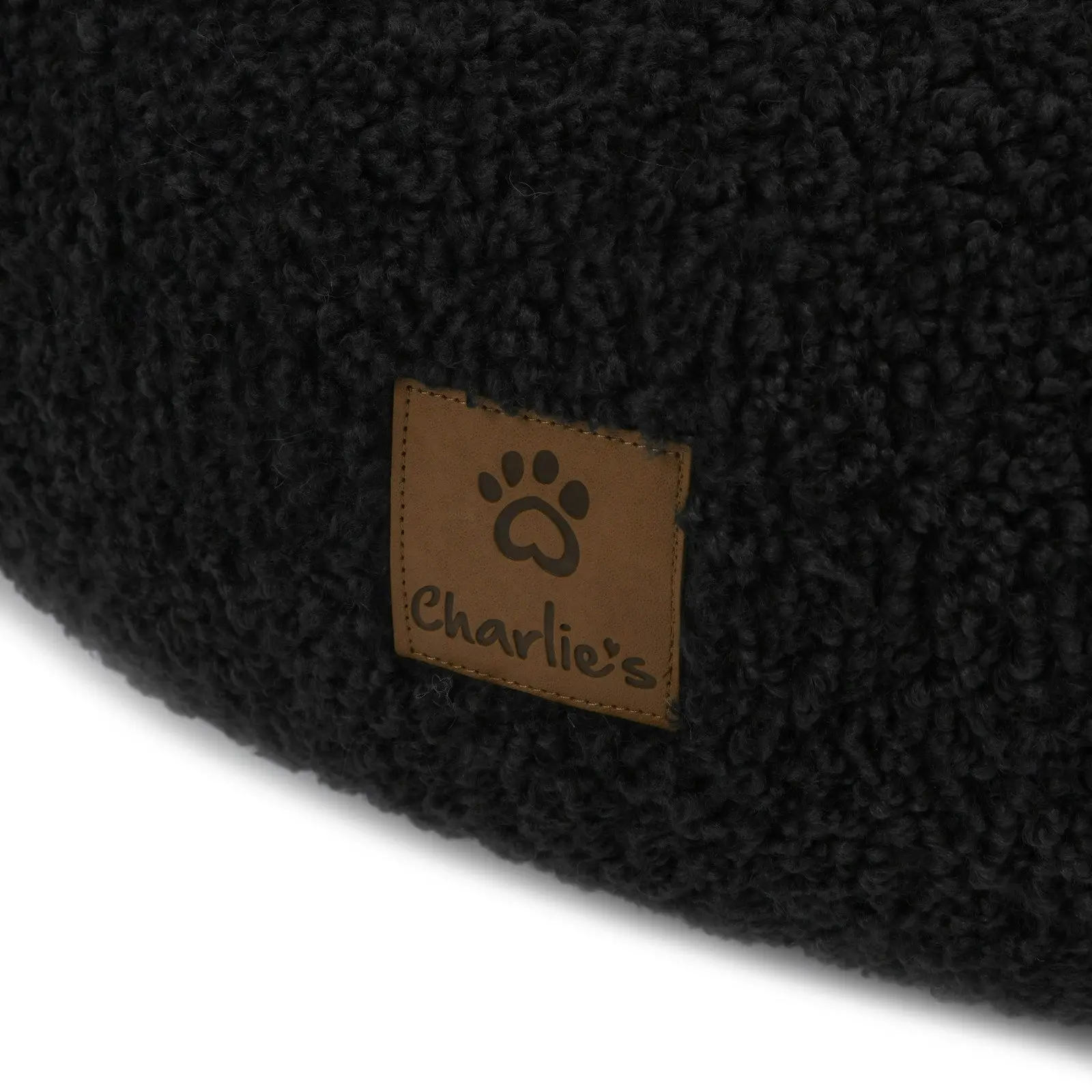 Charlie's Teddy Fleece Round Calming Dog Bed Charcoal Medium