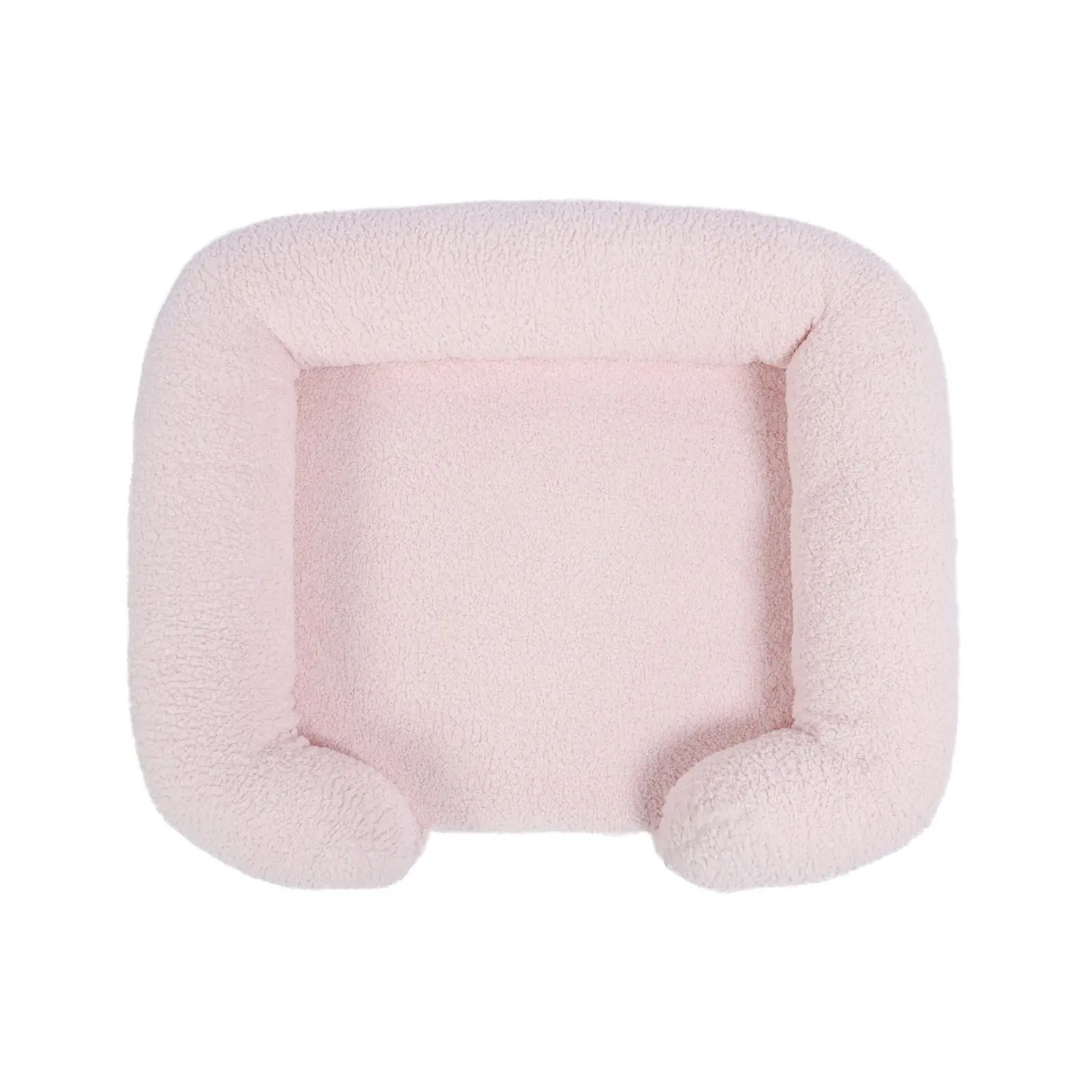 Charlie's Boucle Style Teddy Fleece Memory Foam Sofa Dog Bed with Bolster Pink Medium