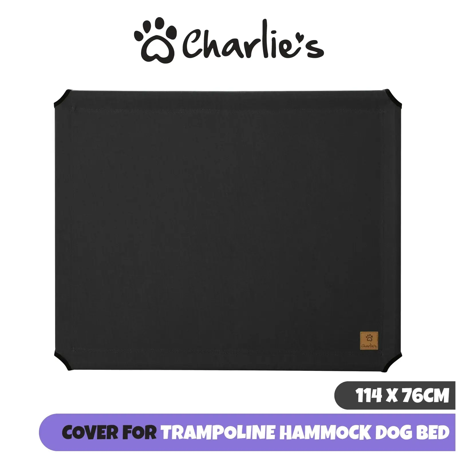 Charlie's Replaceable Cover for Elevated Trampoline Hammock Dog Bed Black Large