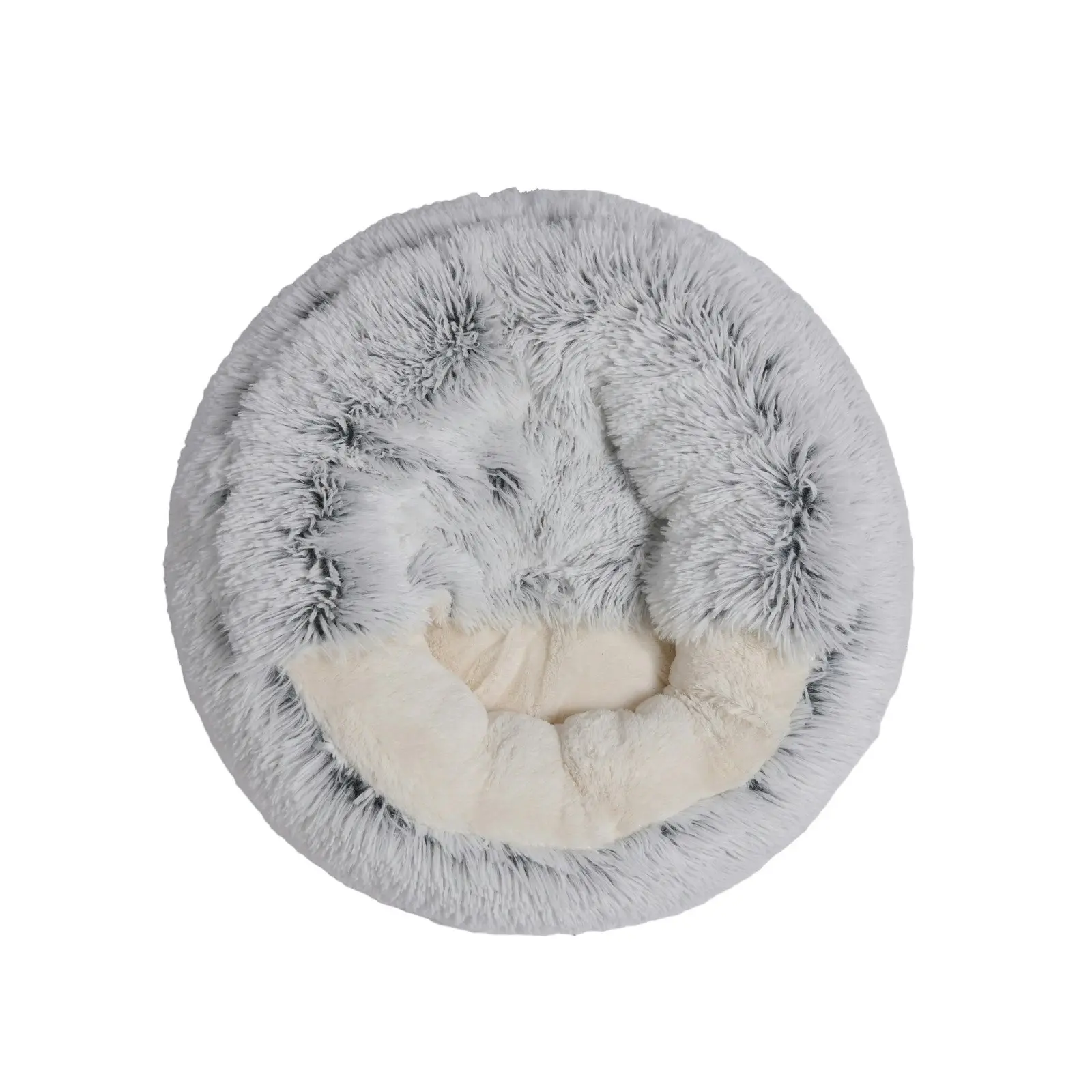 Charlie's Snookie Hooded Faux Fur Calming Dog Bed White Small