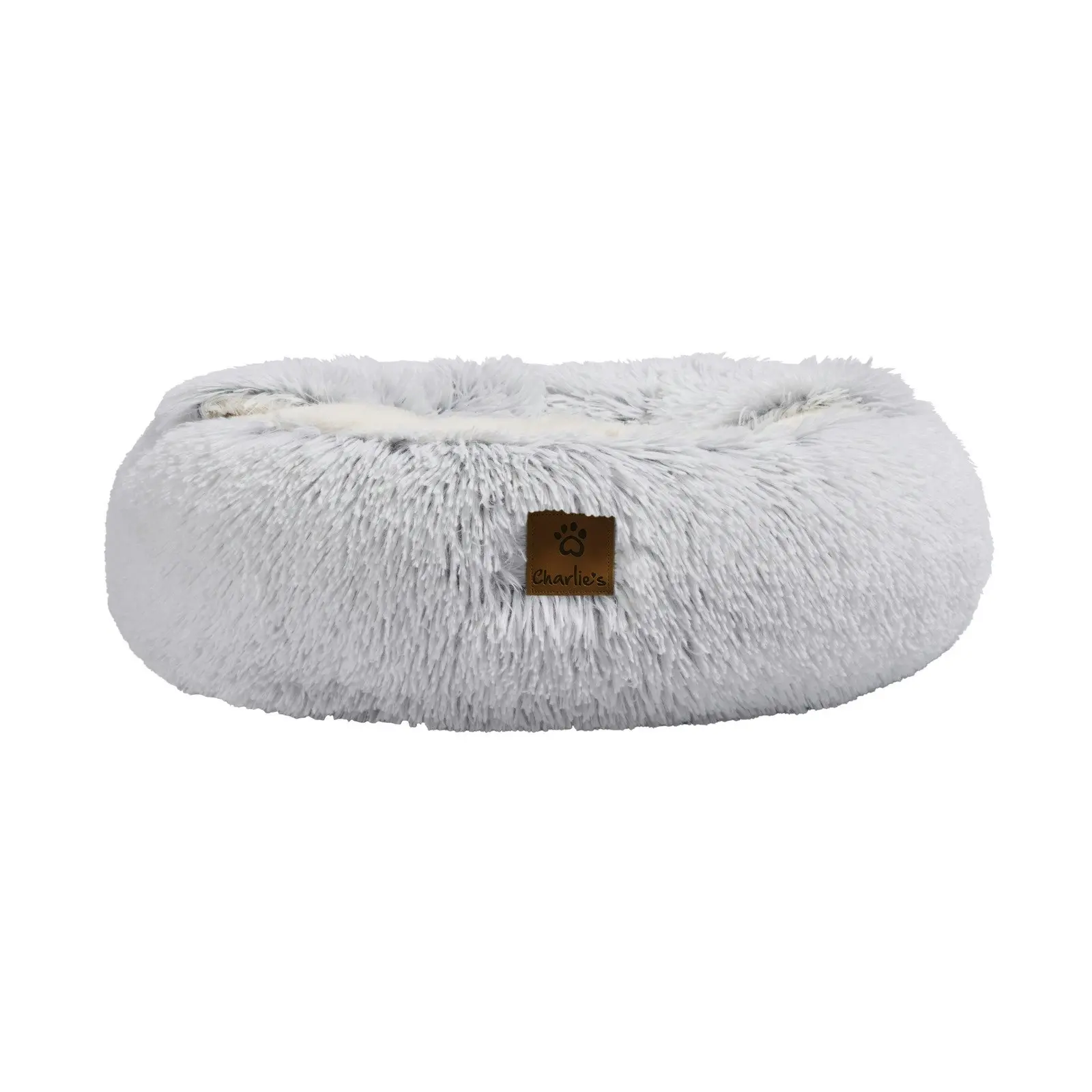 Charlie's Snookie Hooded Faux Fur Calming Dog Bed White Small