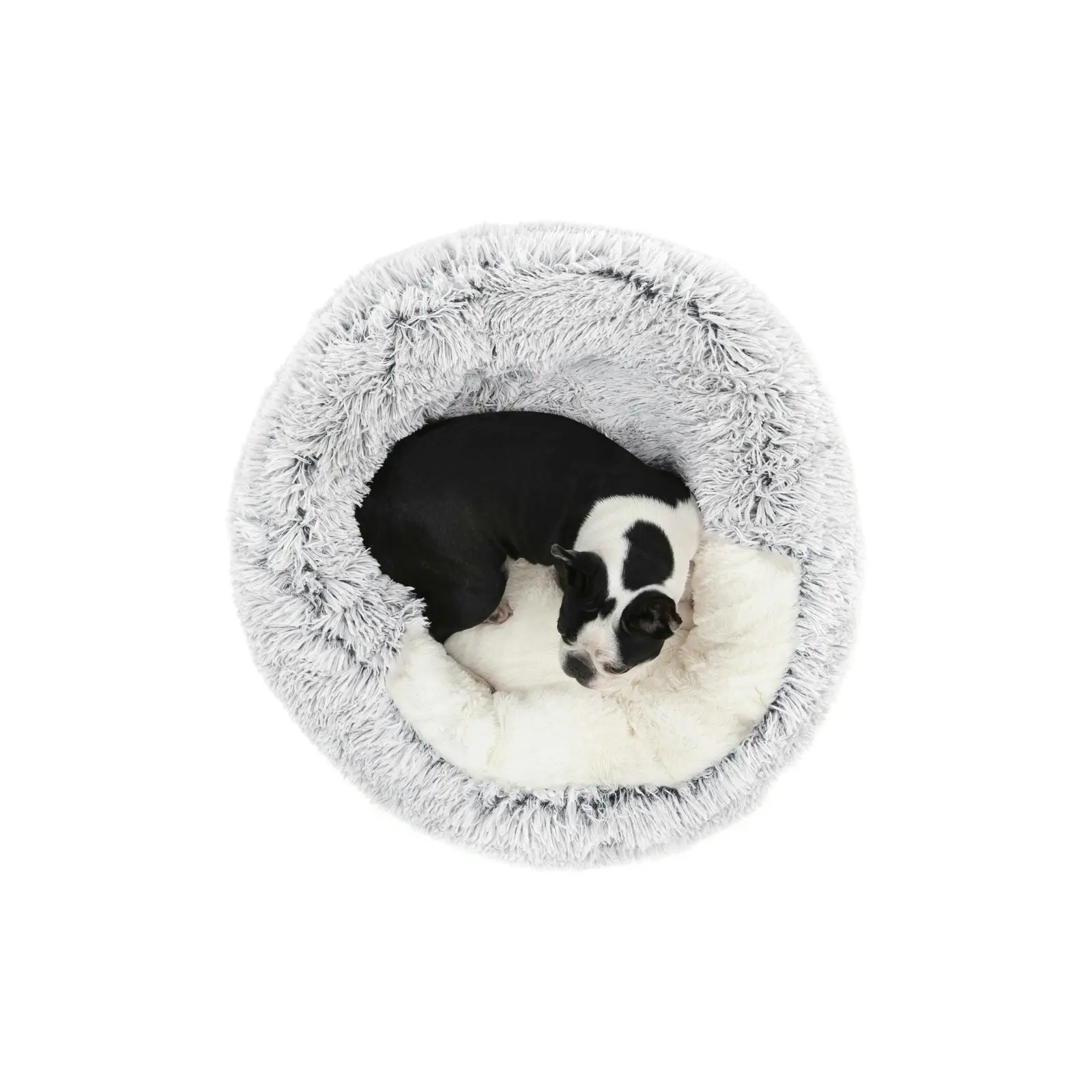 Charlie's Snookie Hooded Faux Fur Calming Dog Bed White Small