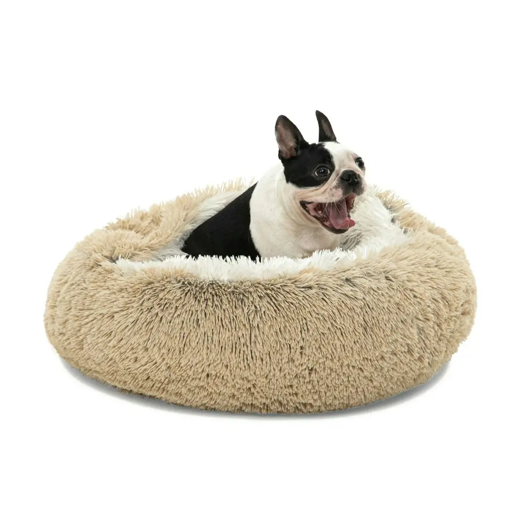 Charlie's Snookie Hooded Faux Fur Calming Dog Bed Cream Small