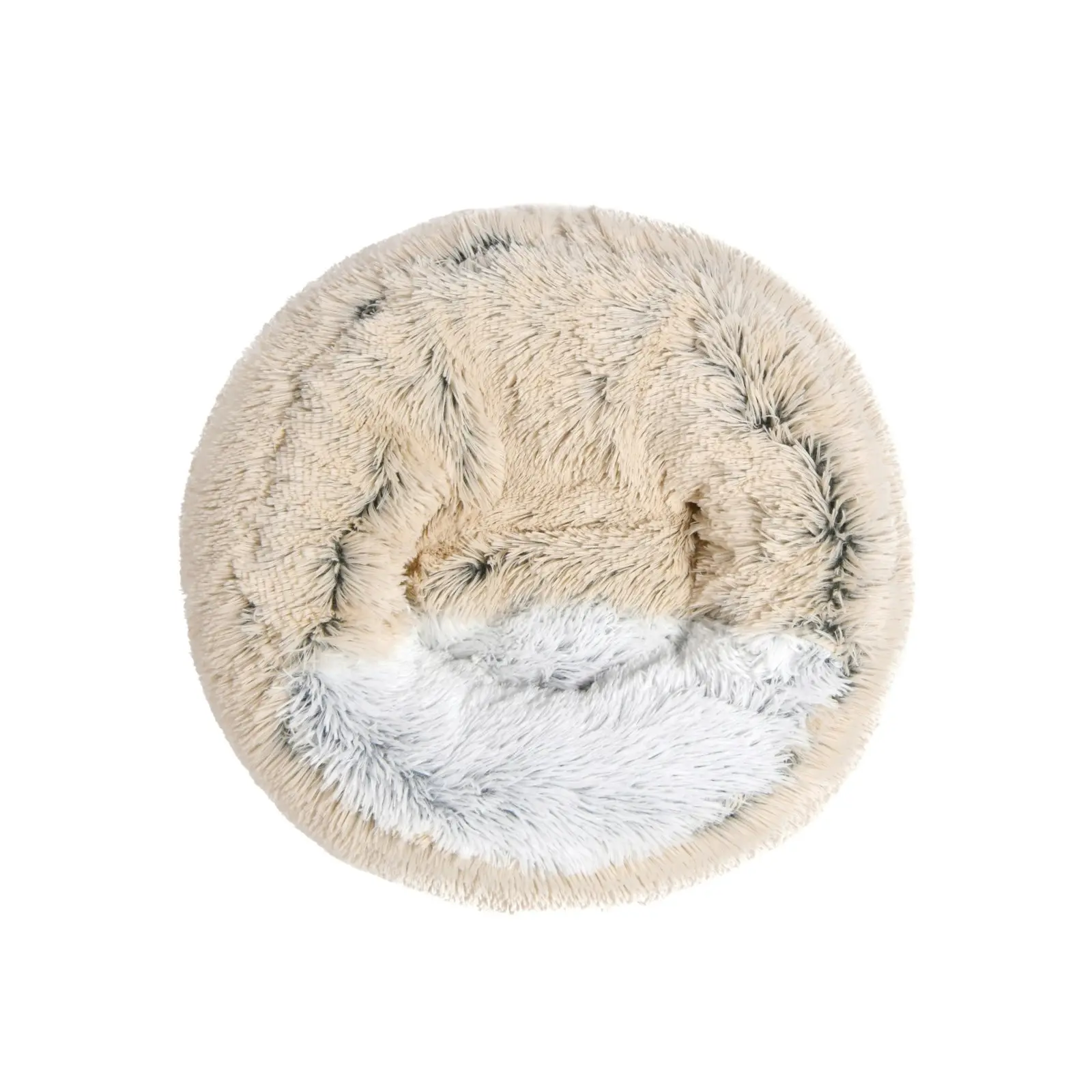 Charlie's Snookie Hooded Faux Fur Calming Dog Bed Cream Small