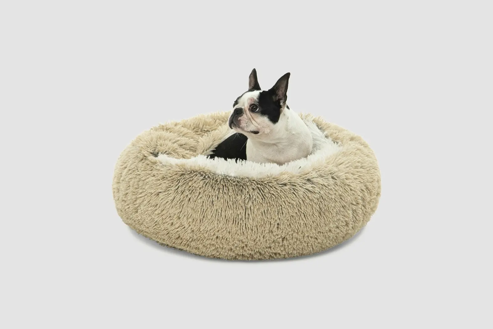 Charlie's Snookie Hooded Faux Fur Calming Dog Bed Cream Small