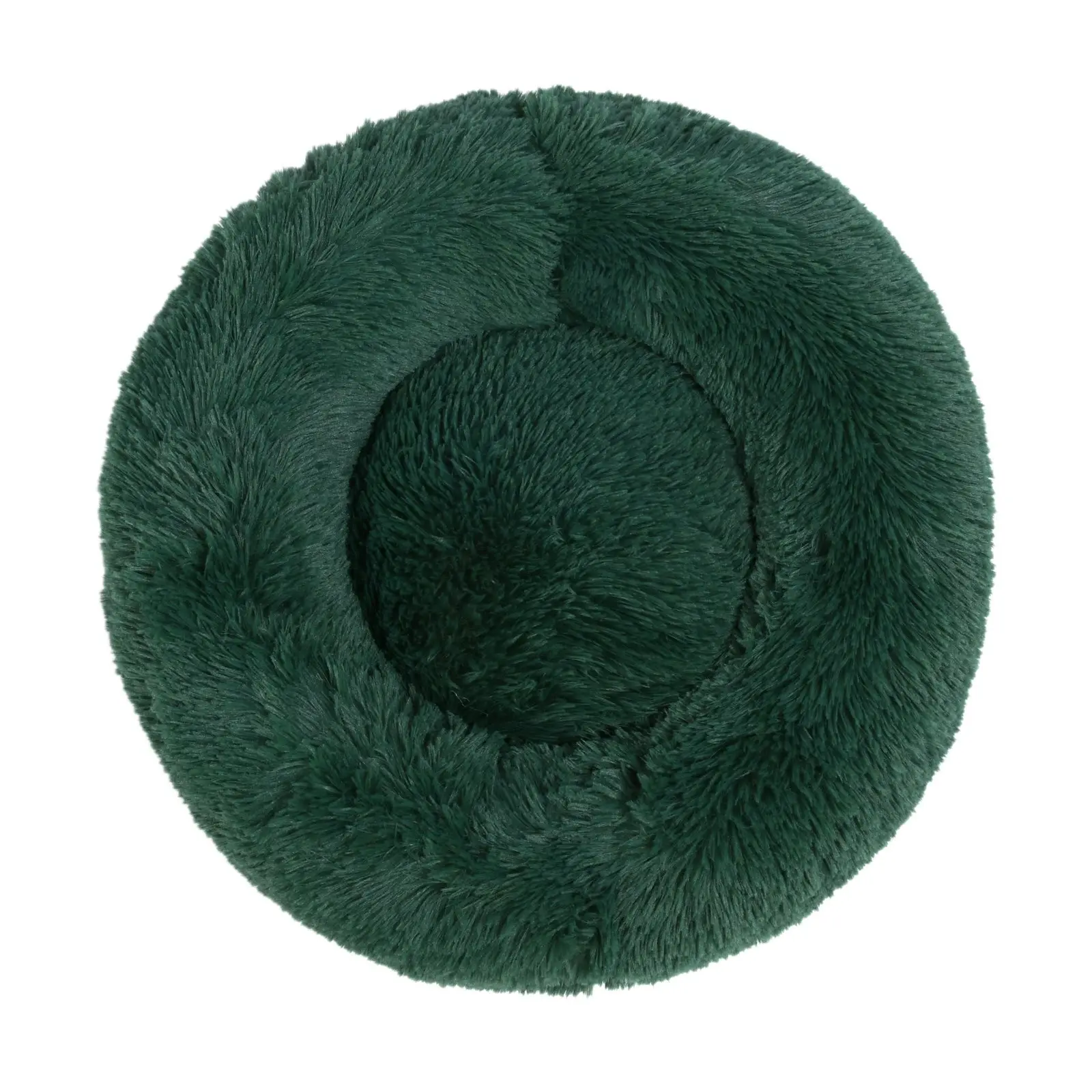 Charlie's Shaggy Faux Fur Round Calming Dog Bed Eden Green Small