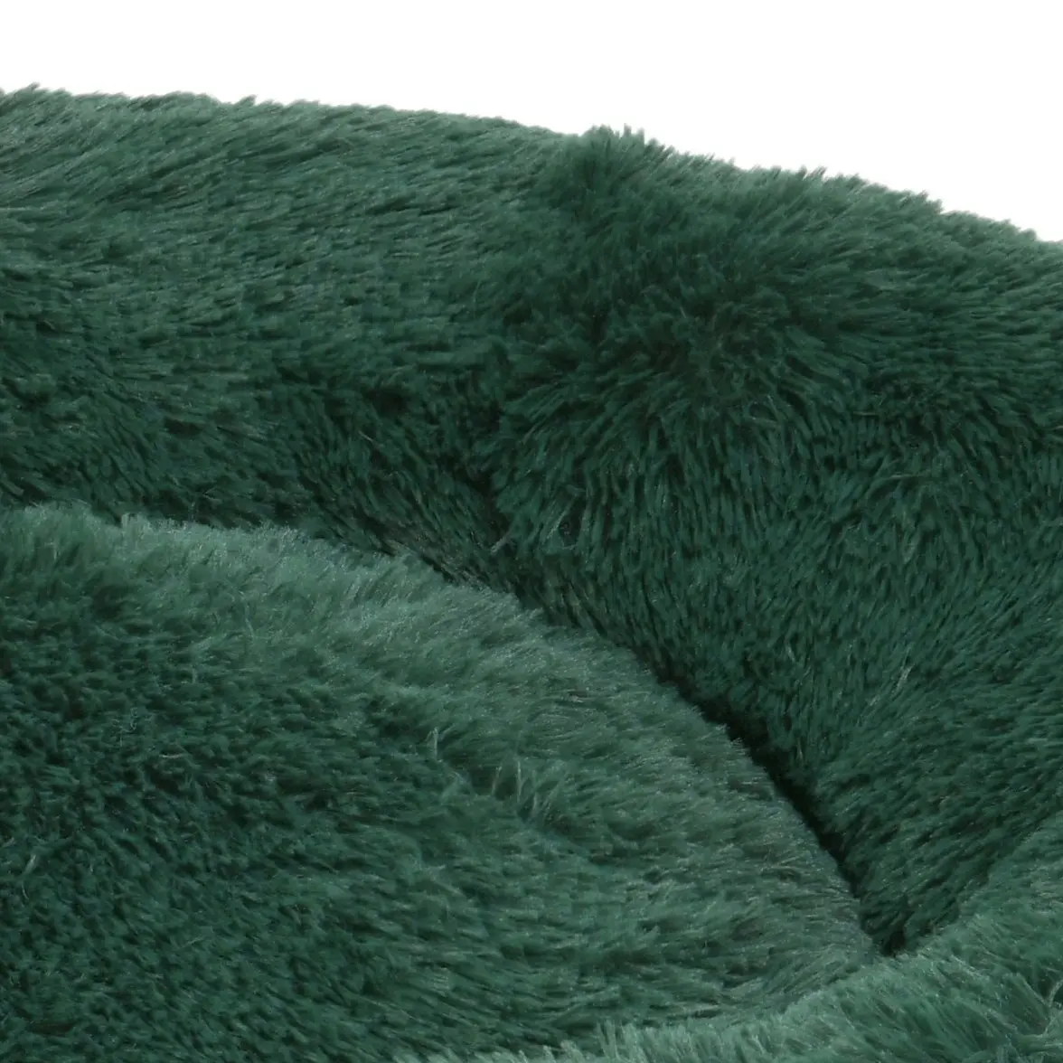 Charlie's Shaggy Faux Fur Round Calming Dog Bed Eden Green Small