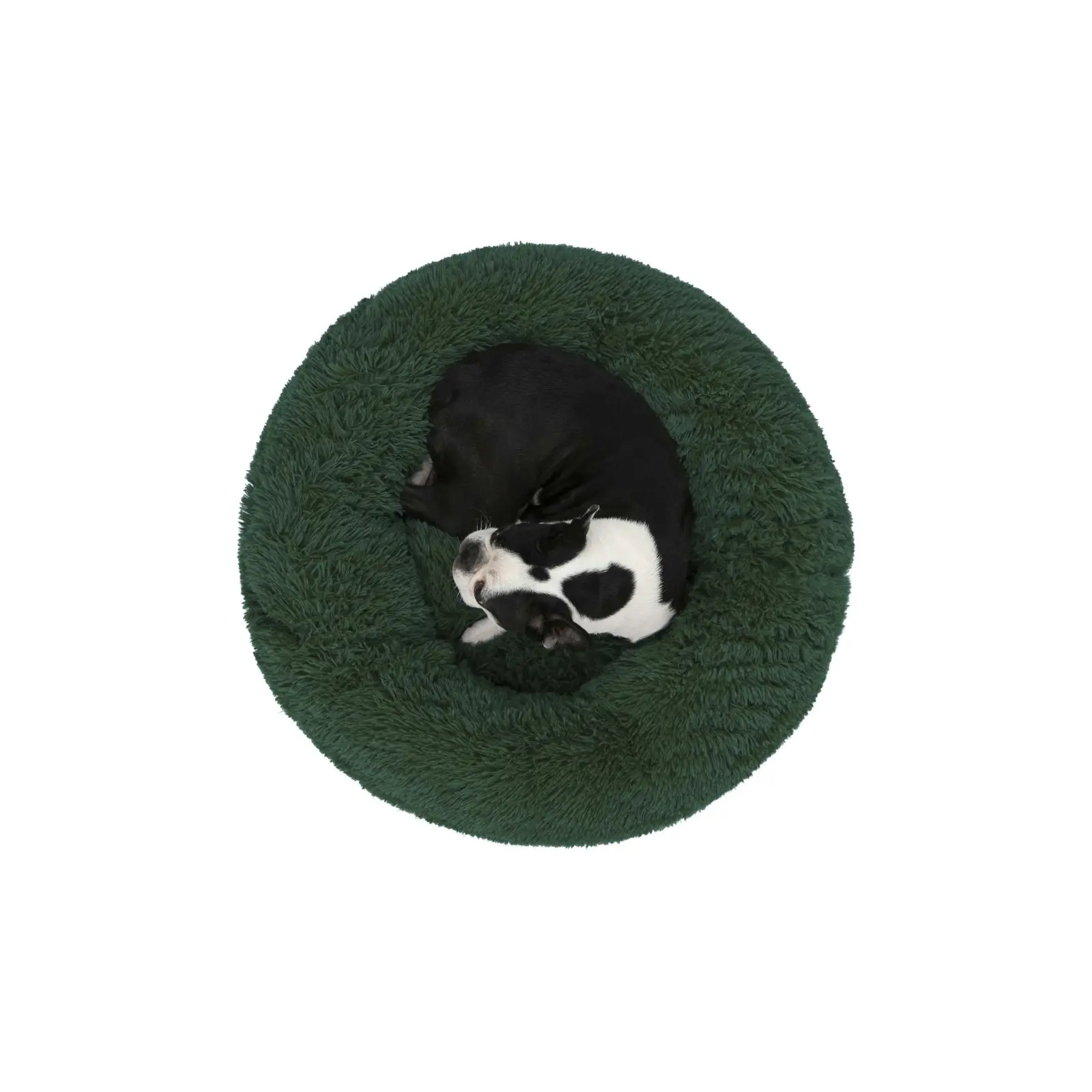 Charlie's Shaggy Faux Fur Round Calming Dog Bed Eden Green Small