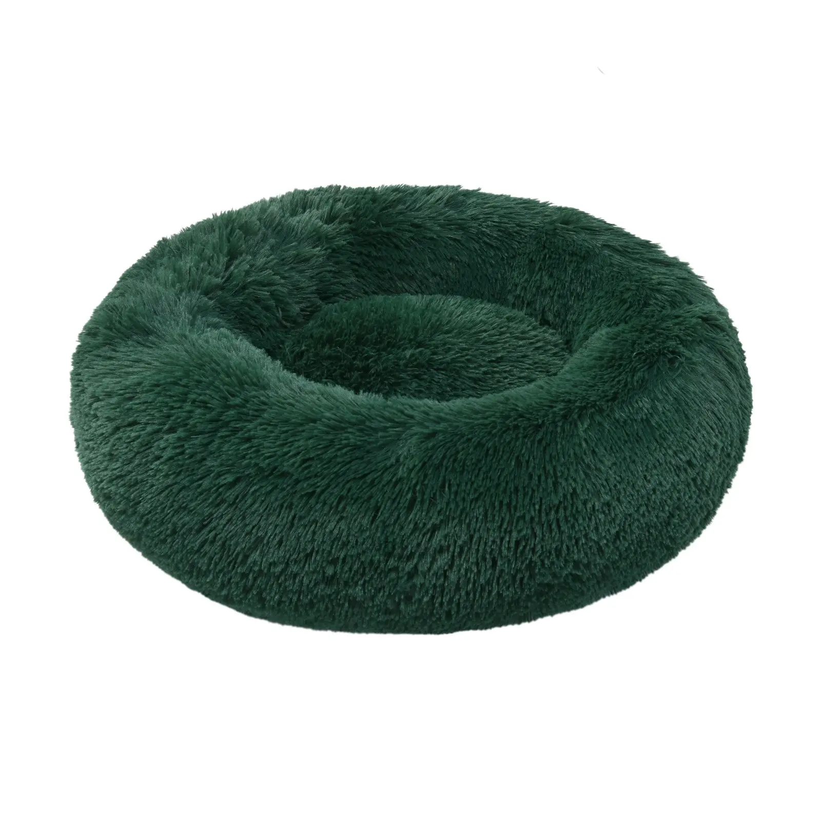 Charlie's Shaggy Faux Fur Round Calming Dog Bed Eden Green Small