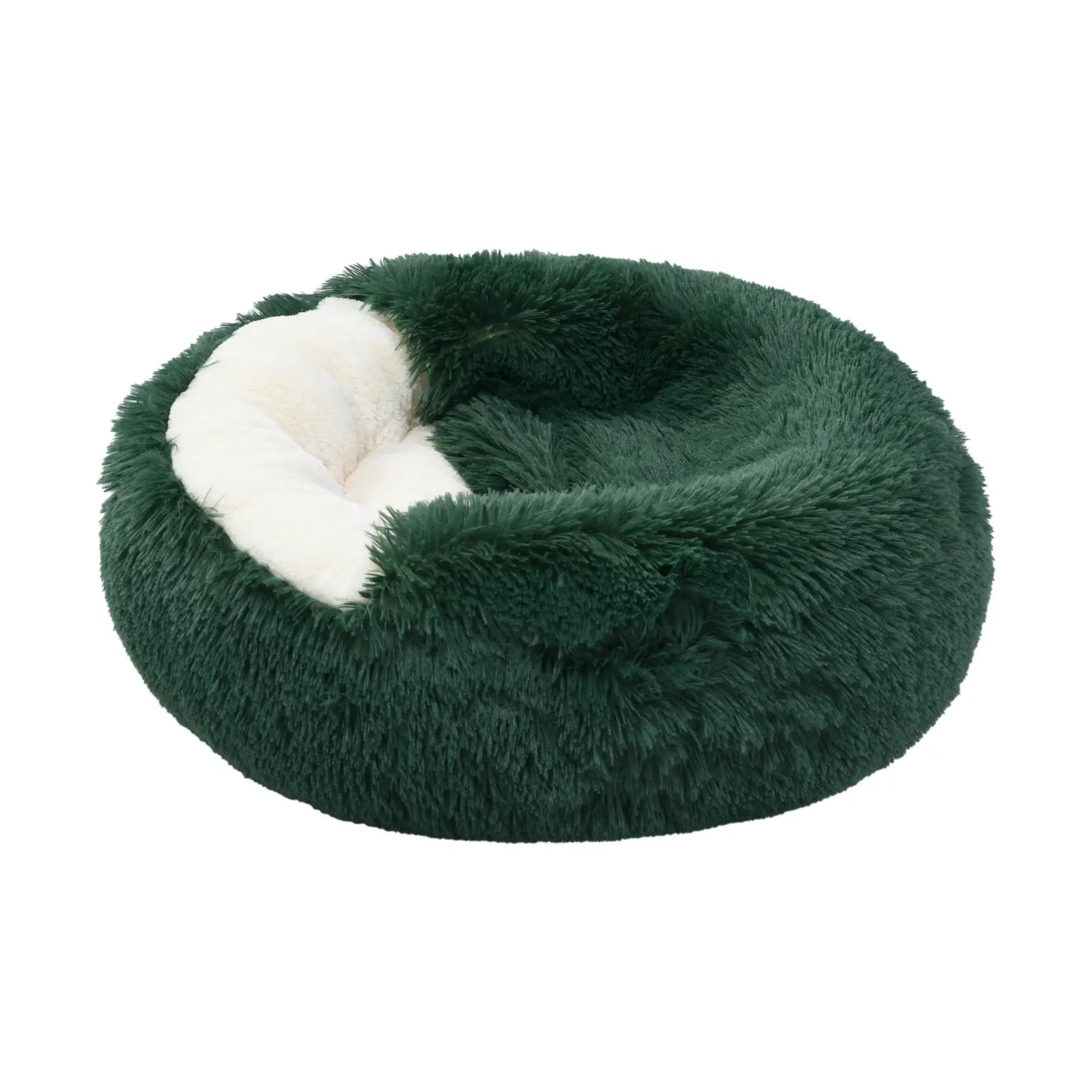 Charlie's Snookie Hooded Faux Fur Calming Dog Bed Eden Green Small