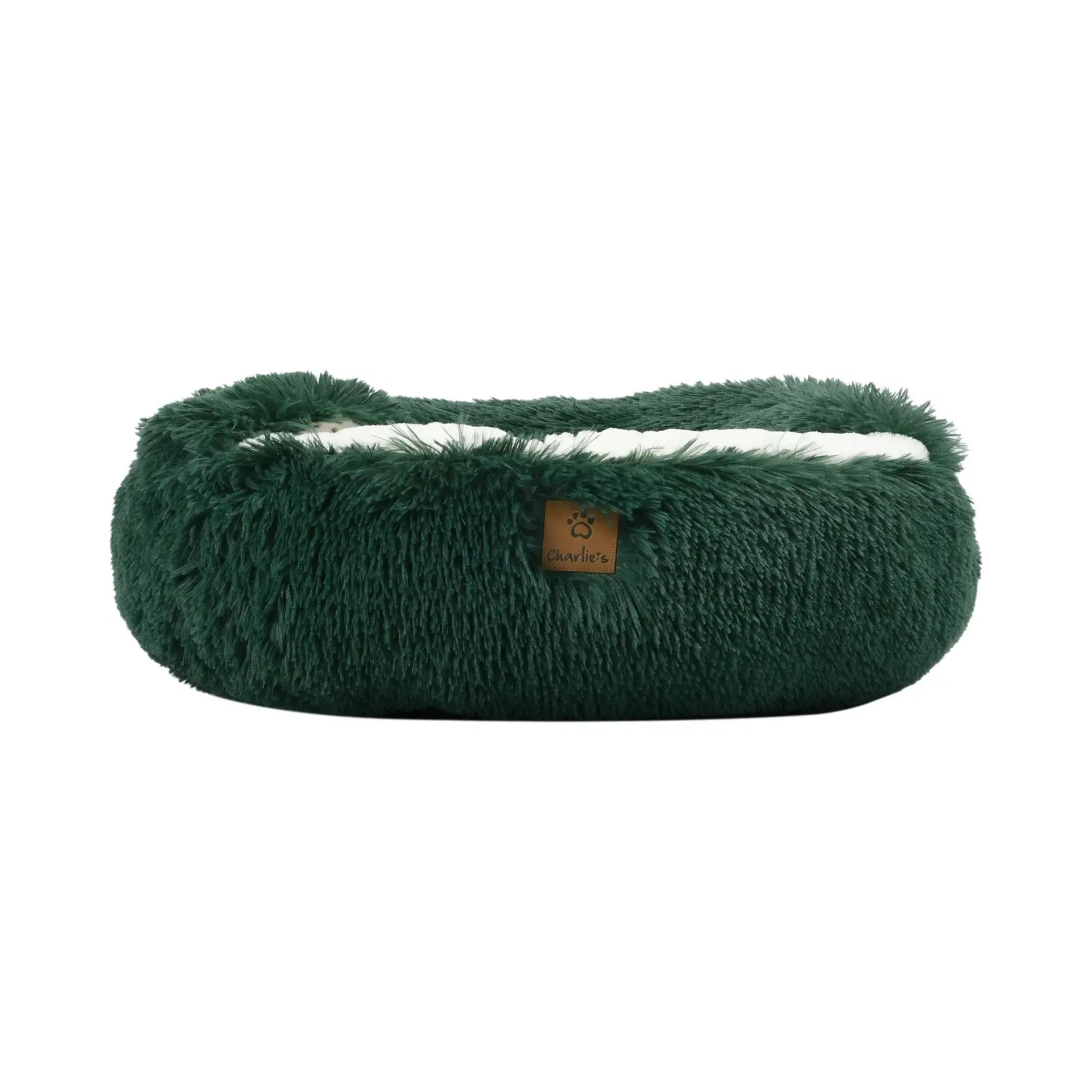 Charlie's Snookie Hooded Faux Fur Calming Dog Bed Eden Green Small