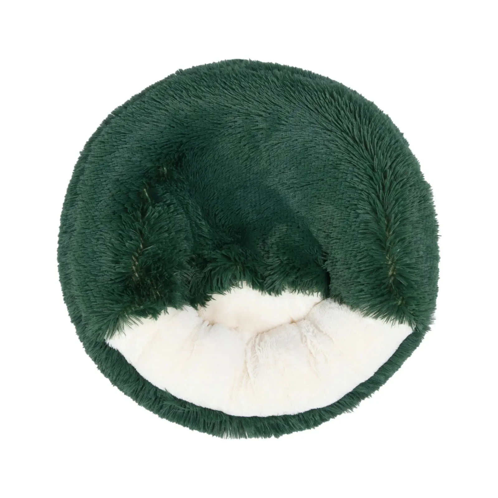 Charlie's Snookie Hooded Faux Fur Calming Dog Bed Eden Green Small