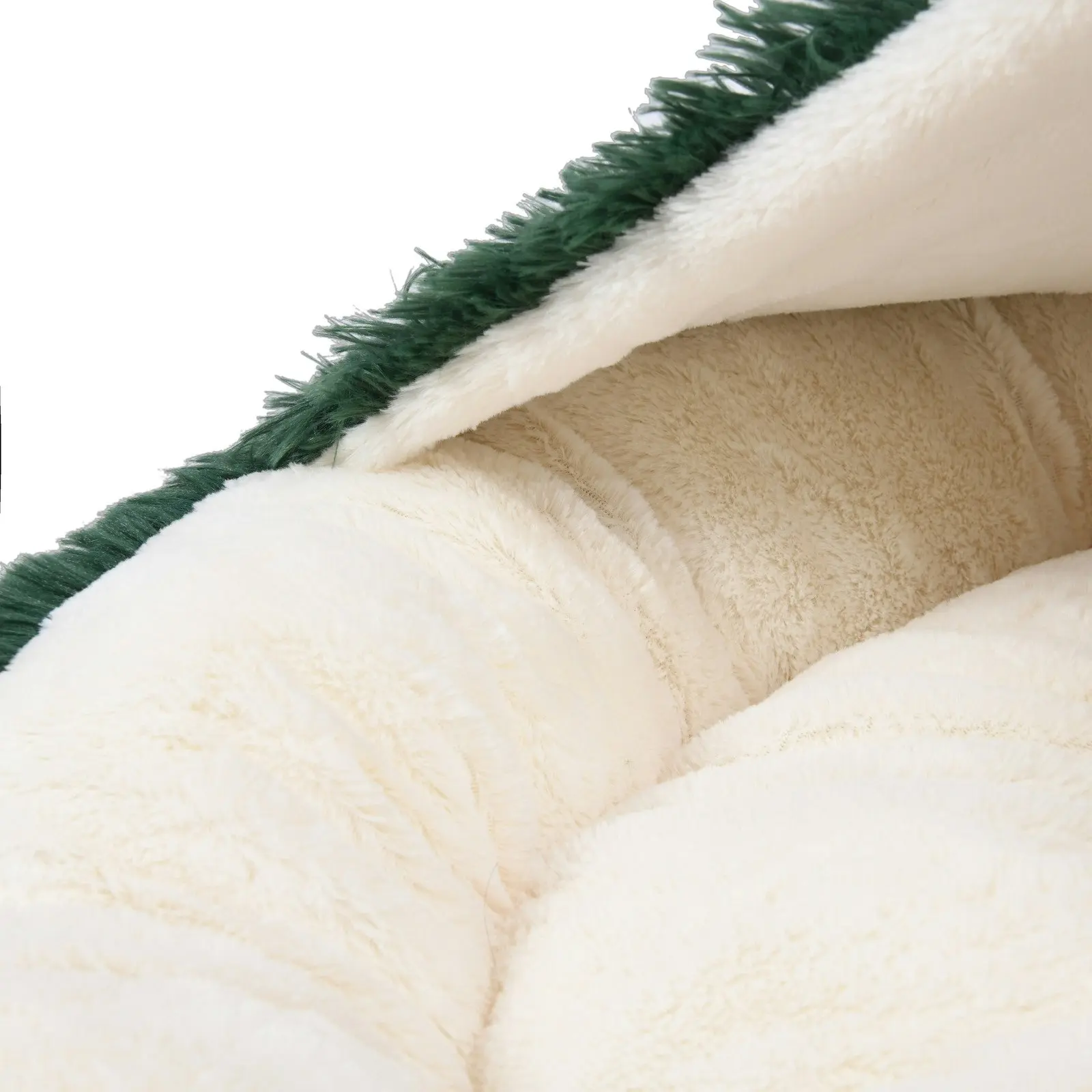 Charlie's Snookie Hooded Faux Fur Calming Dog Bed Eden Green Small