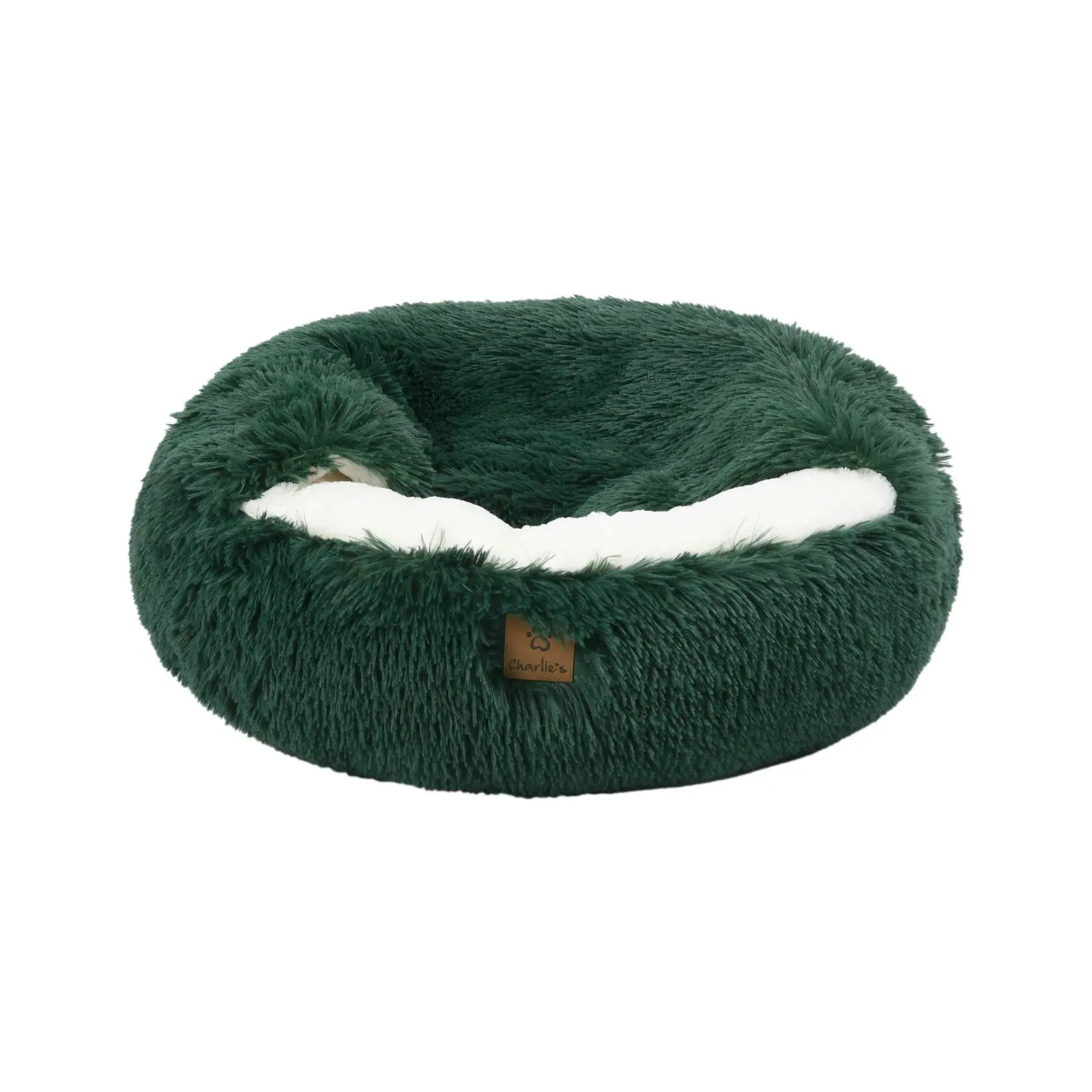 Charlie's Snookie Hooded Faux Fur Calming Dog Bed Eden Green Small