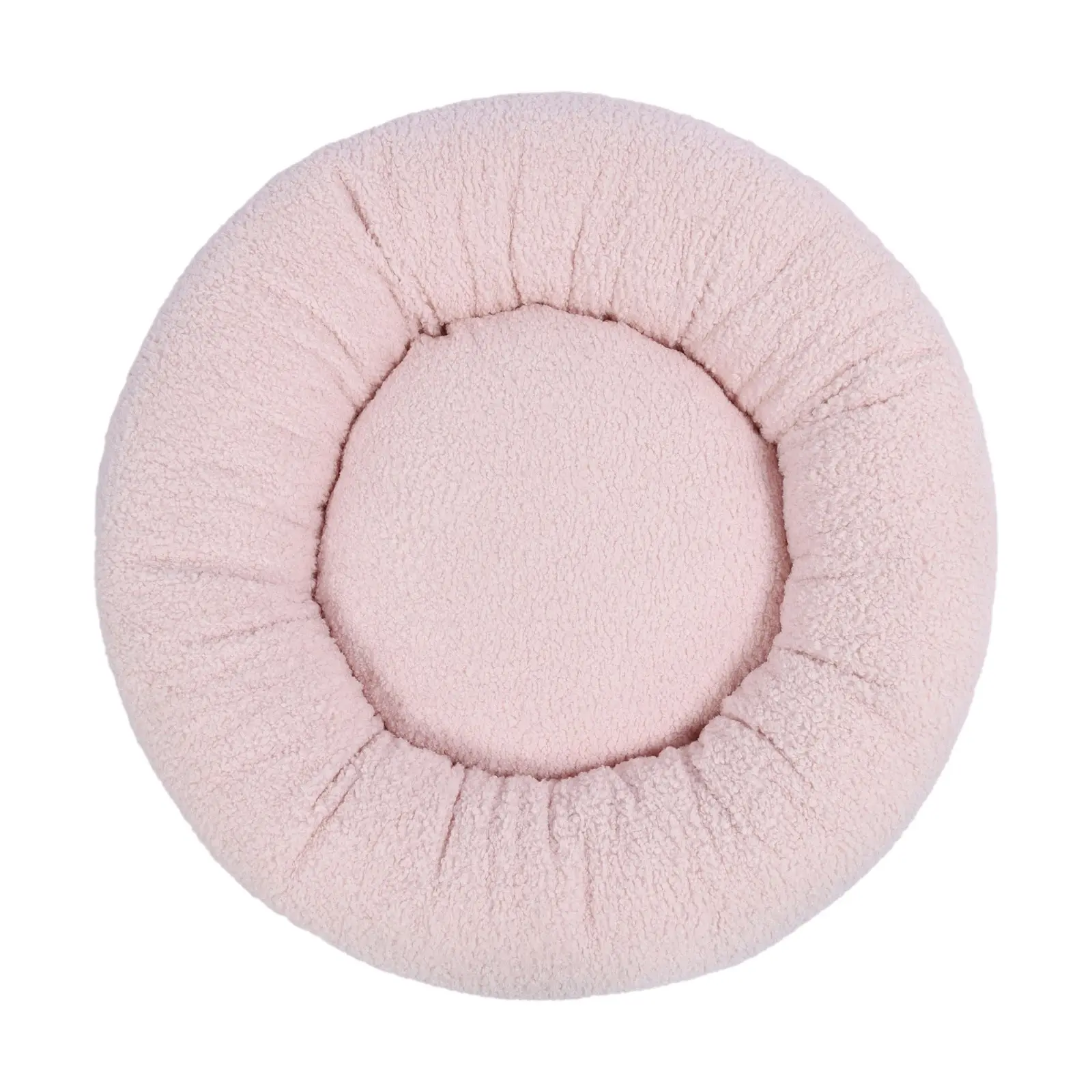 Charlie's Boucle Style Teddy Fleece Round Donut Dog Bed Pink Large