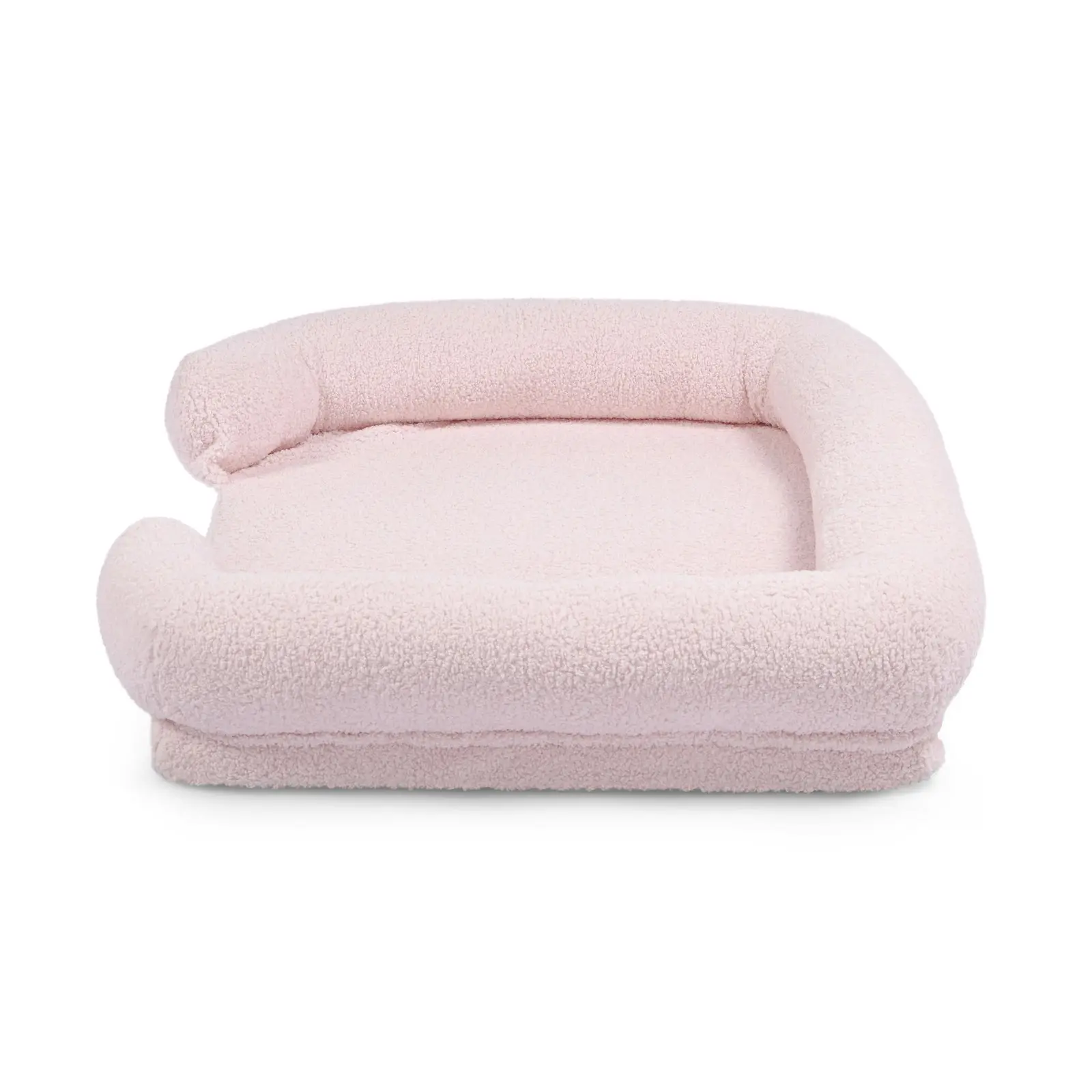 Charlie's Teddy Fleece Orthopedic Memory Foam Sofa Dog Bed with Bolster Pink Large