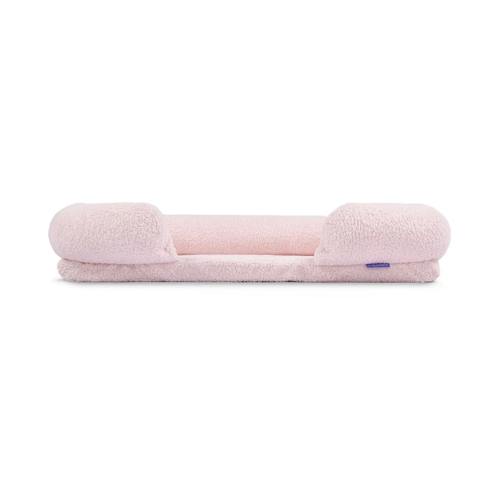 Charlie's Teddy Fleece Orthopedic Memory Foam Sofa Dog Bed with Bolster Pink Large