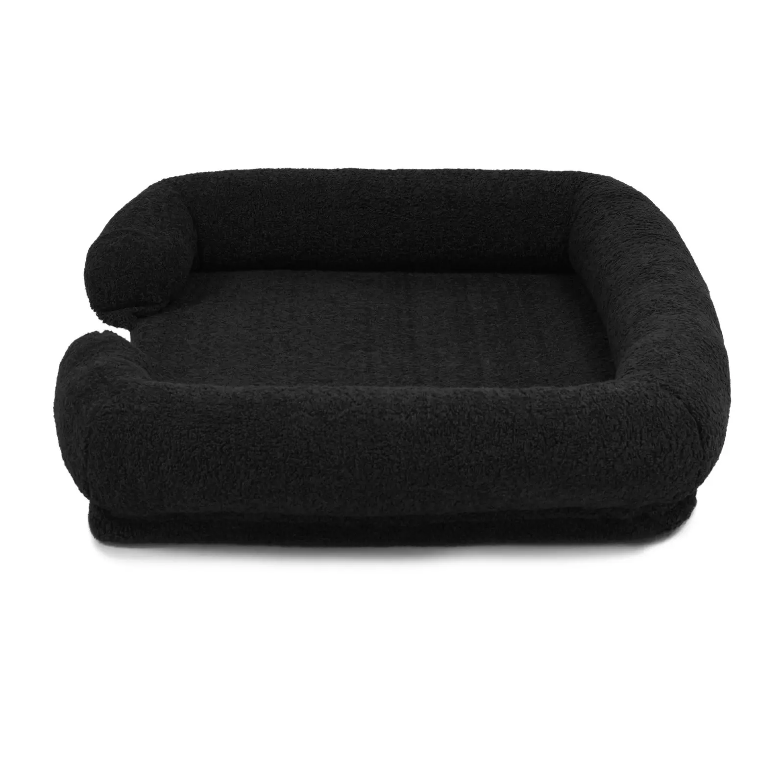 Charlie's Teddy Fleece Orthopedic Memory Foam Sofa Dog Bed with Bolster Charcoal Large