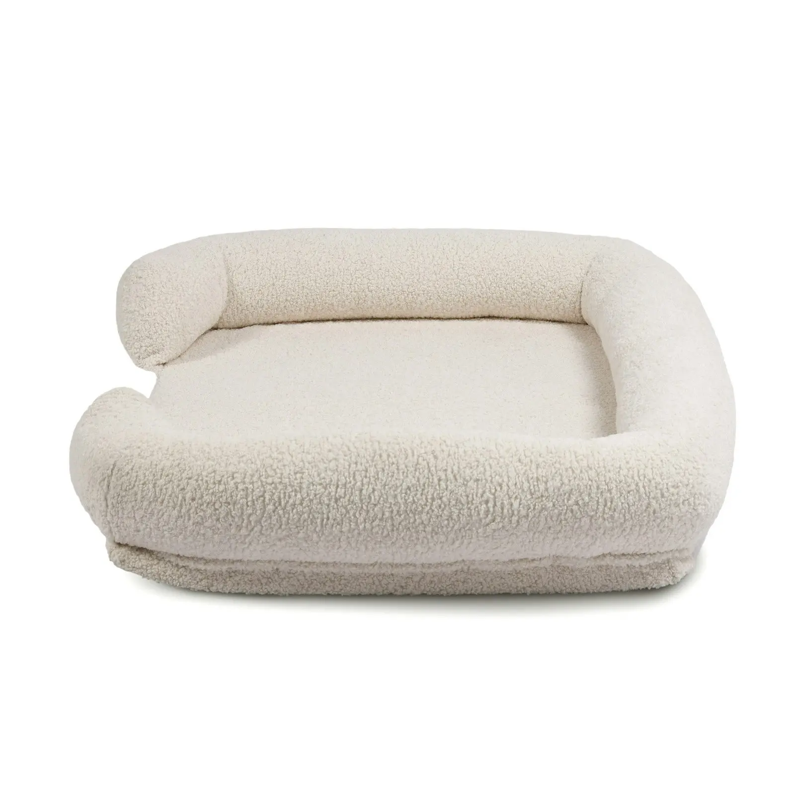 Charlie's Teddy Fleece Orthopedic Memory Foam Sofa Dog Bed with Bolster Cream Large