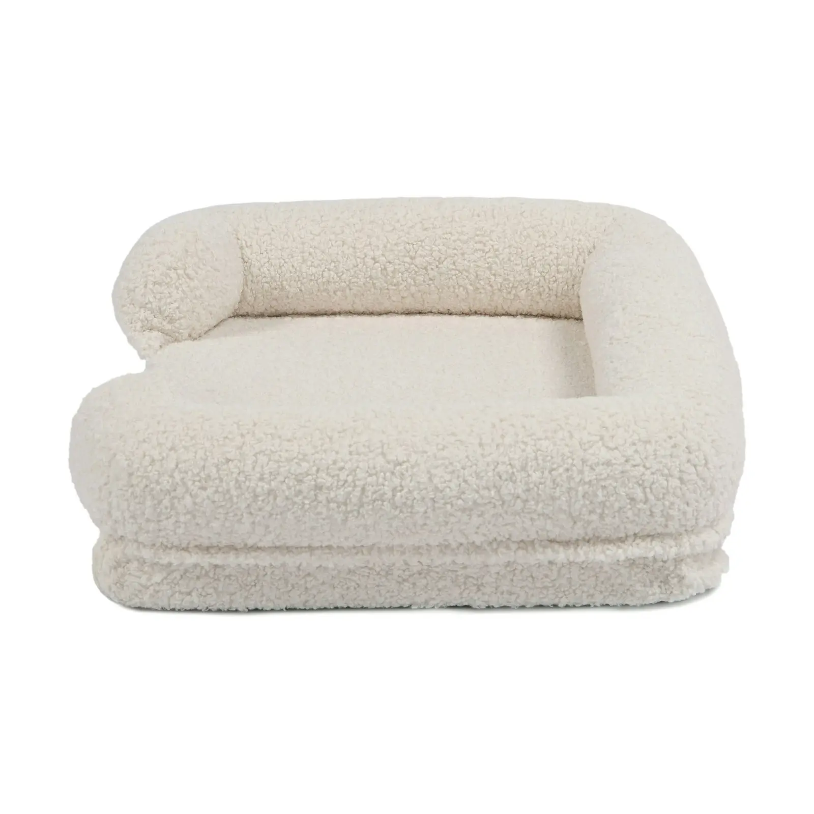 Charlie's Teddy Fleece Orthopedic Memory Foam Sofa Dog Bed with Bolster Cream Large