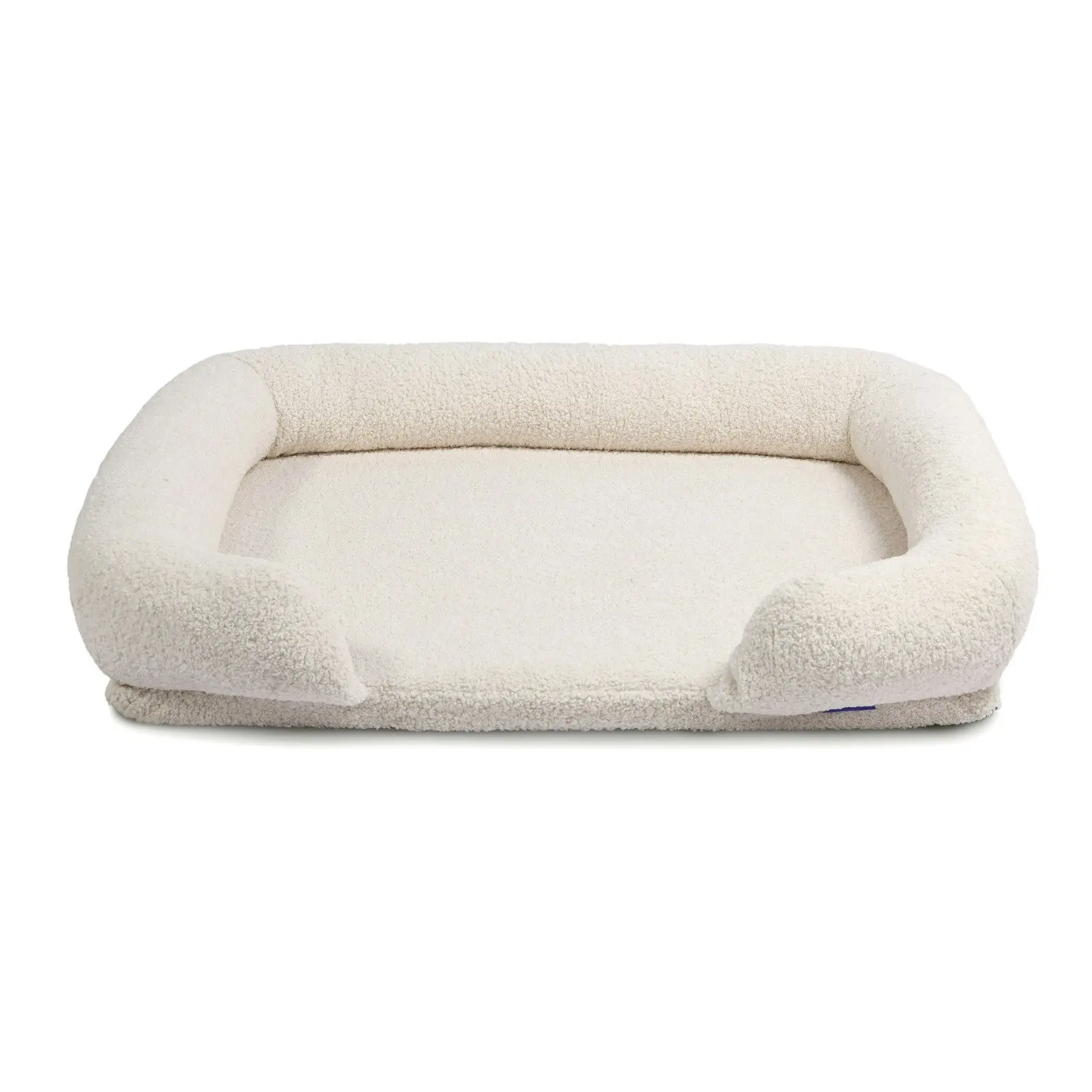 Charlie's Teddy Fleece Orthopedic Memory Foam Sofa Dog Bed with Bolster Cream Large