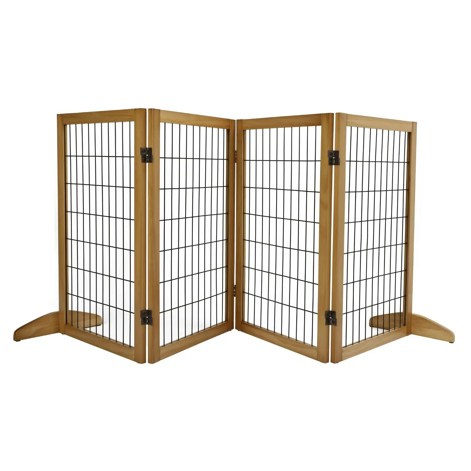 Charlie's Nature Freestanding Wood/Metal Pet Gate Natural Pinewood 4 Panel