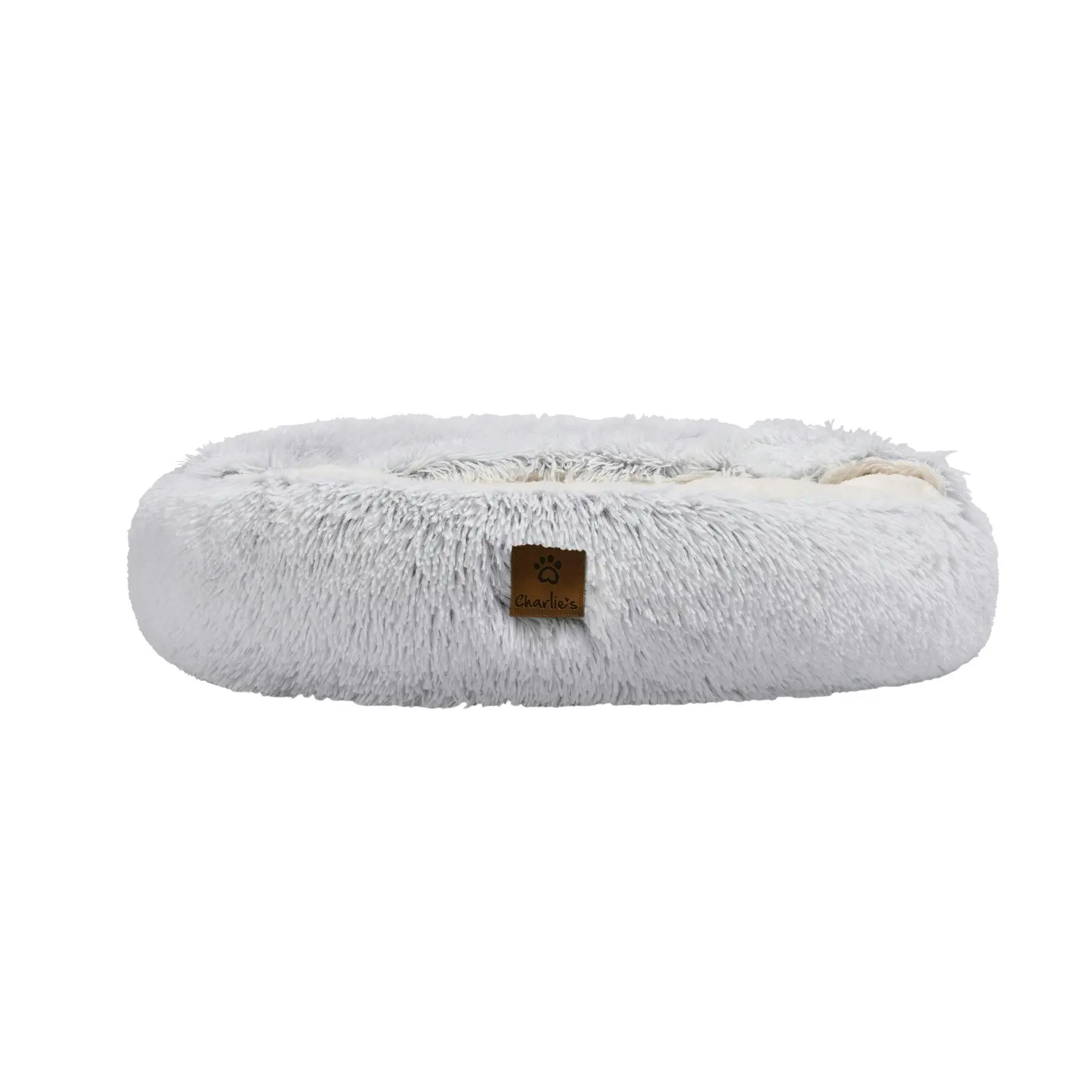 Charlie's Snookie Hooded Faux Fur Calming Dog Bed White Medium