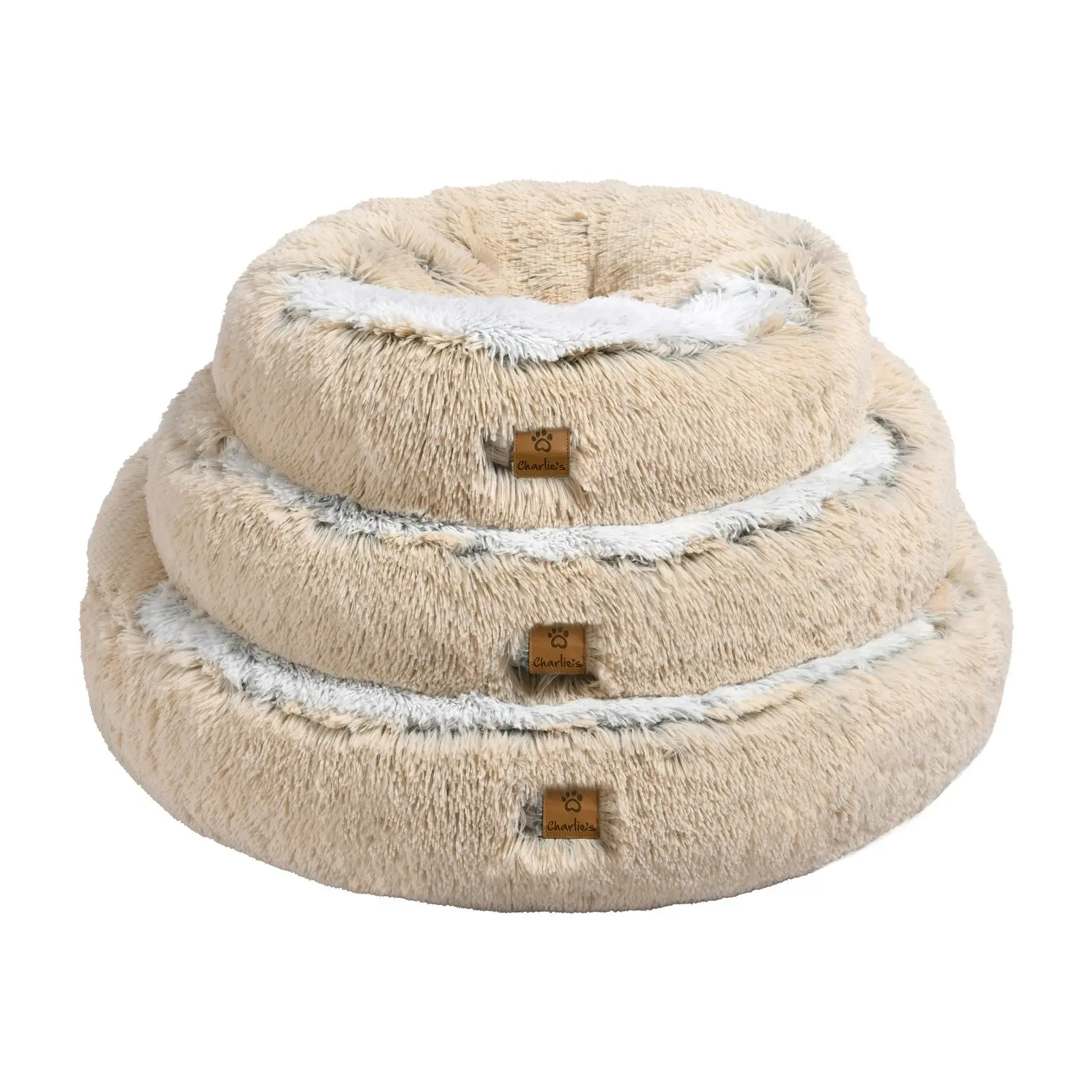 Charlie's Snookie Hooded Faux Fur Calming Dog Bed Cream Medium