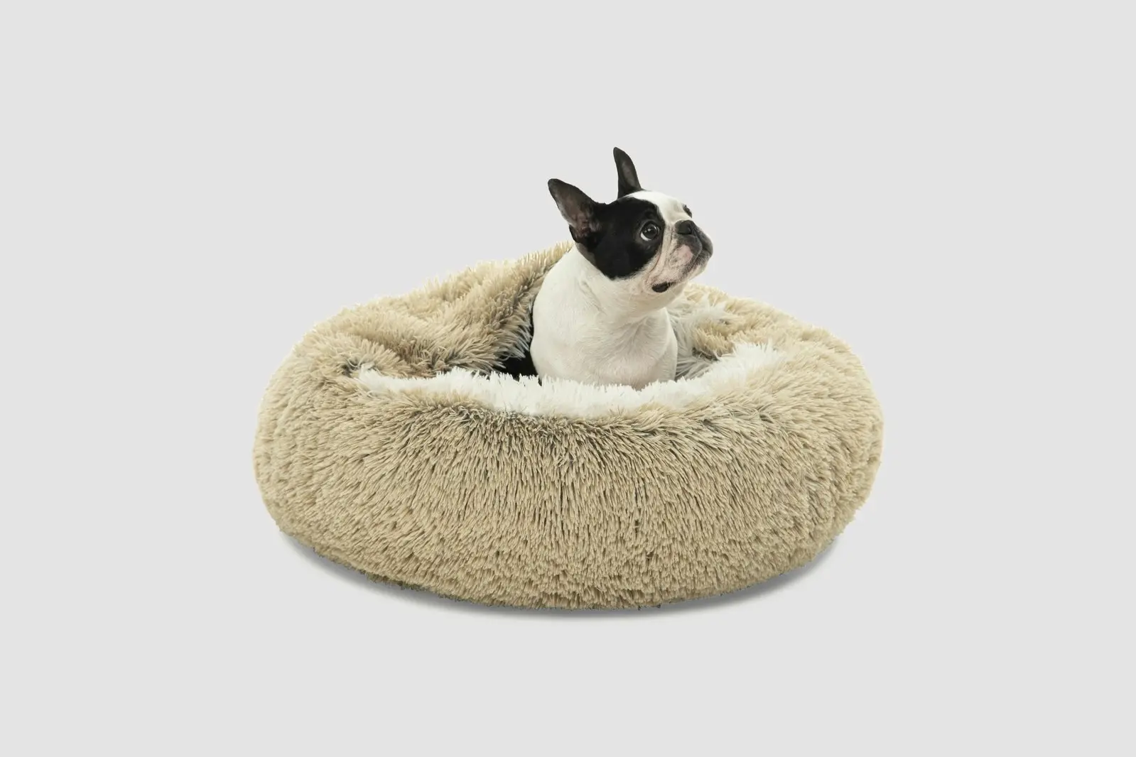 Charlie's Snookie Hooded Faux Fur Calming Dog Bed Cream Medium