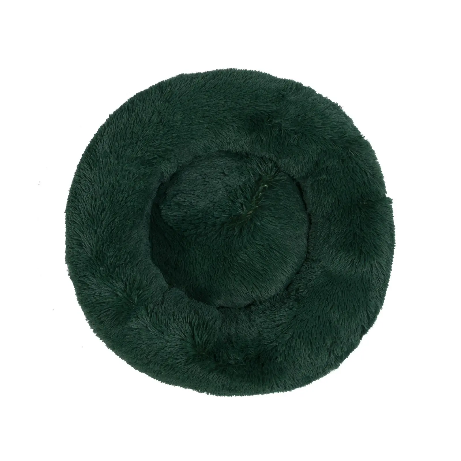 Charlie's Shaggy Faux Fur Round Calming Dog Bed Eden Green Medium